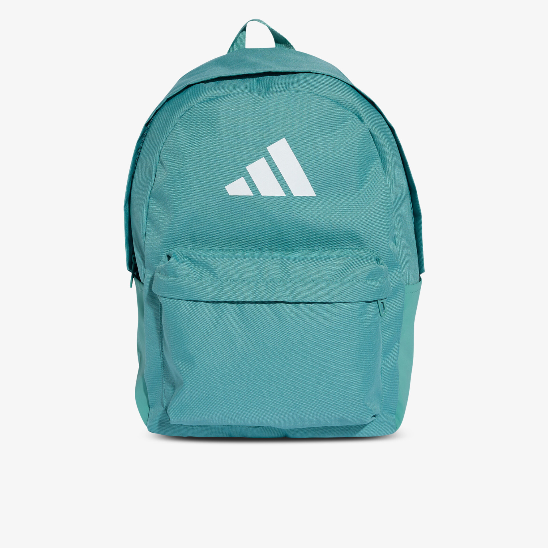 Moderner robuster Rucksack in türkiser Farbe mit großem Stauraum und auffälligem Logo vorne