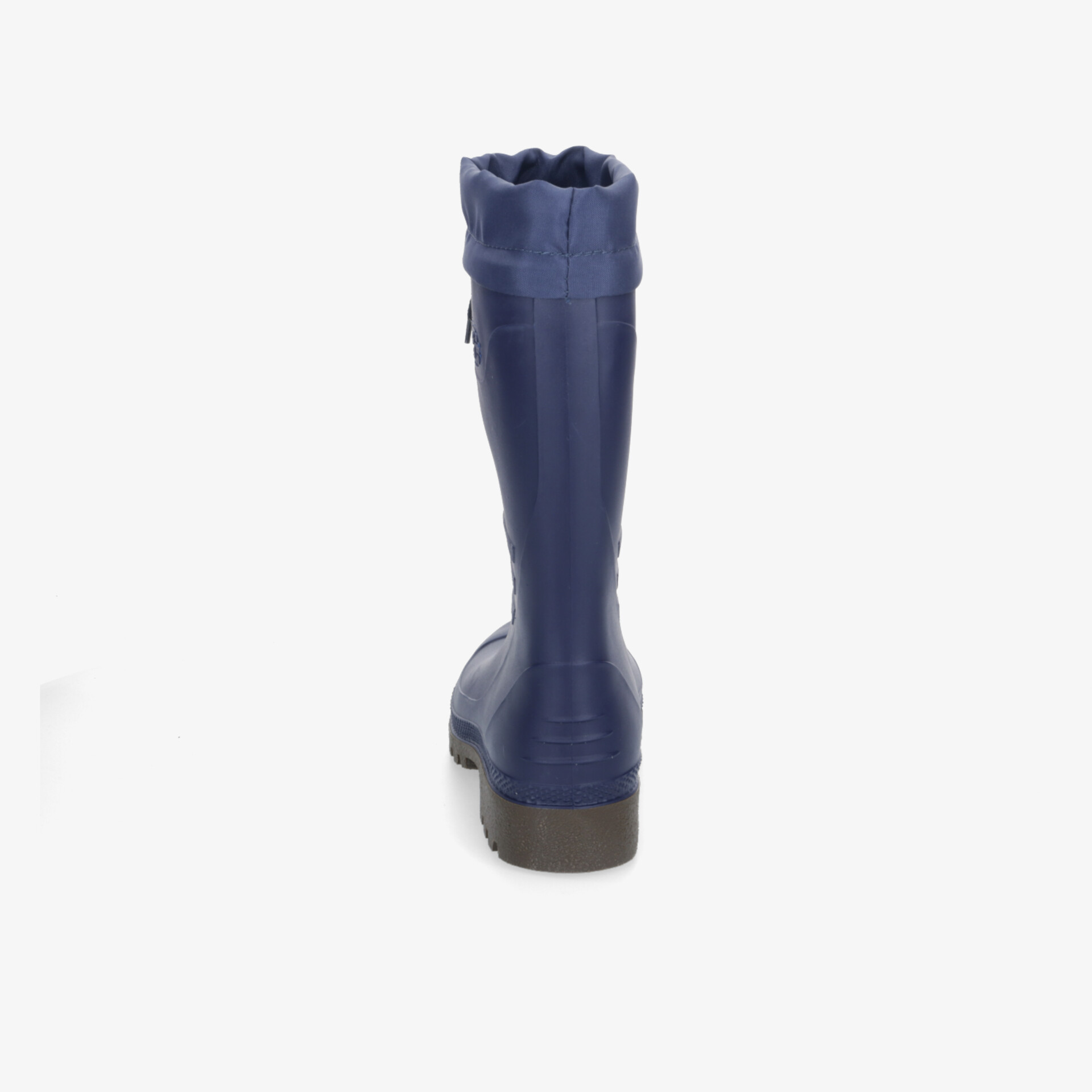 Dunkelblauer hoher Stiefel mit robustem Absatz, wasserdicht und bequemer Passform, Rückansicht