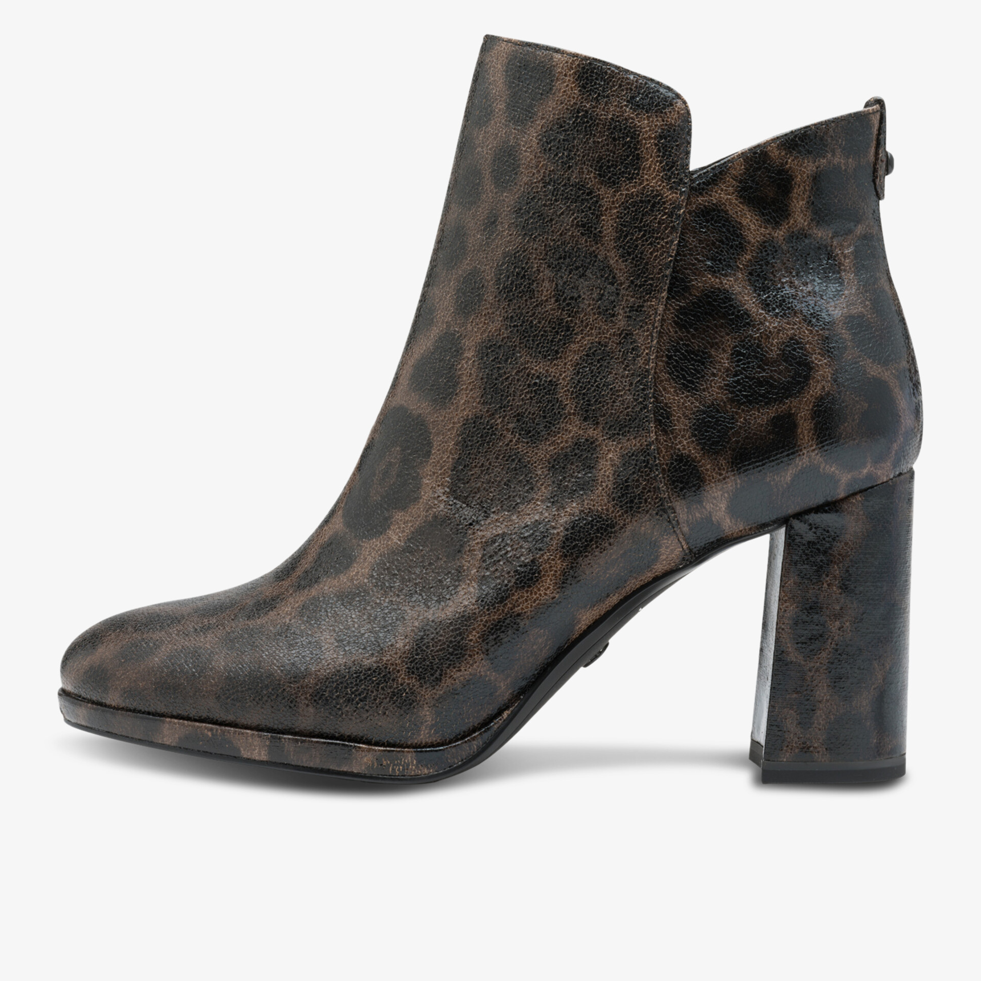 Eleganter Ankle Boot mit Leopardenmuster, hohem Blockabsatz und komfortabler Passform