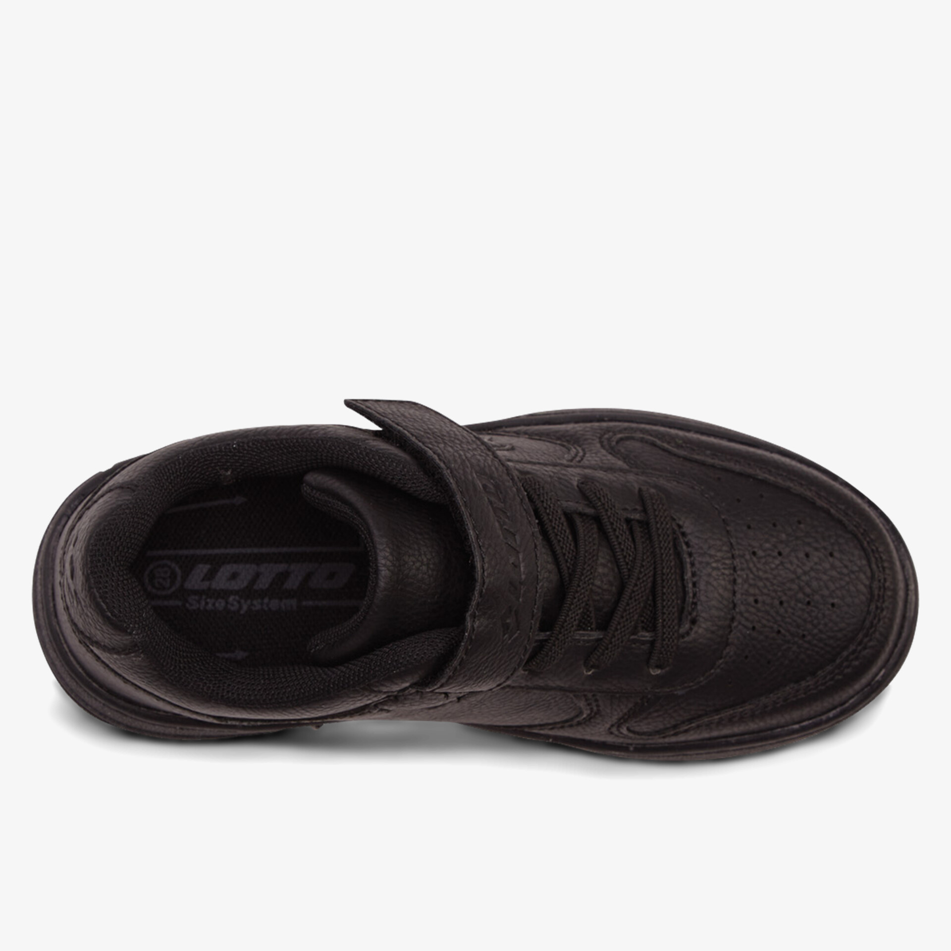 Schwarzer Schuh mit robustem Velcro-Riemen und atmungsaktivem Obermaterial für bequemen Halt