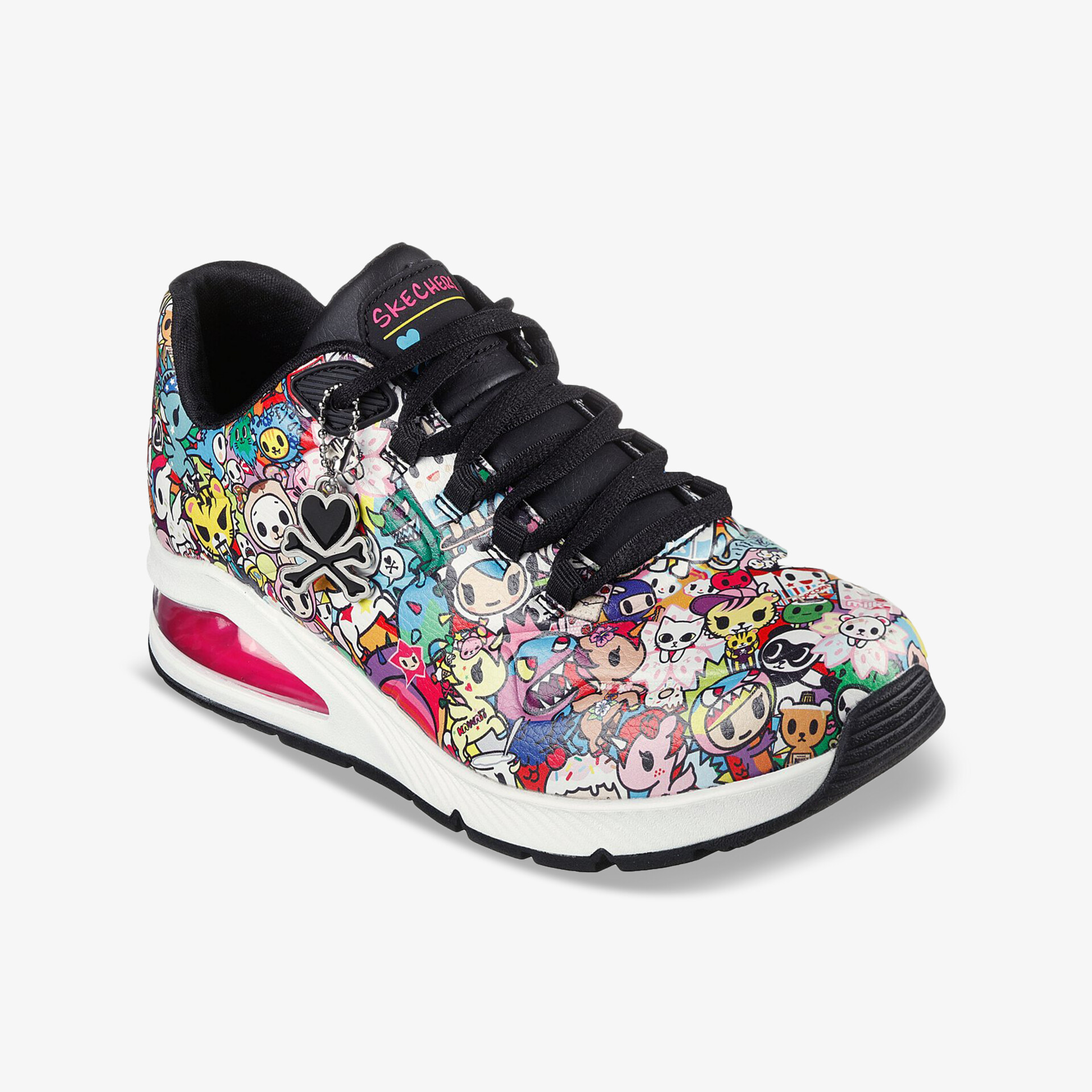 Stylischer bunter Sneaker mit Graffiti-Muster, gepolsterter Innensohle und robuster Sohle für hohen Tragekomfort