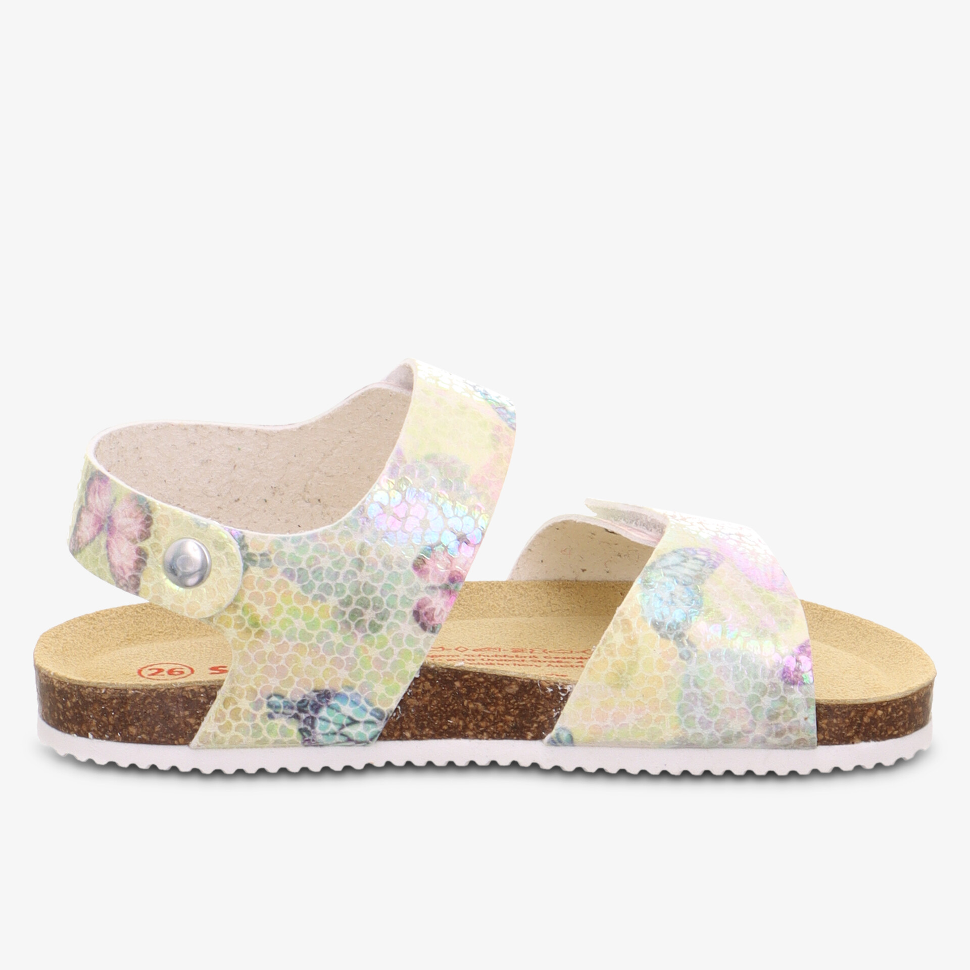 Bequeme Sandale mit buntem Blumenmuster und verstellbarem Riemen, ideal für sommerlichen Komfort