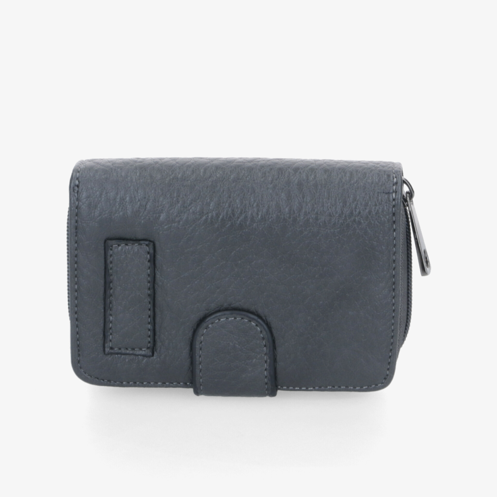 Kompakte graue Geldbörse mit Reißverschluss und strukturierter Oberfläche für sicheren und praktischen Gebrauch