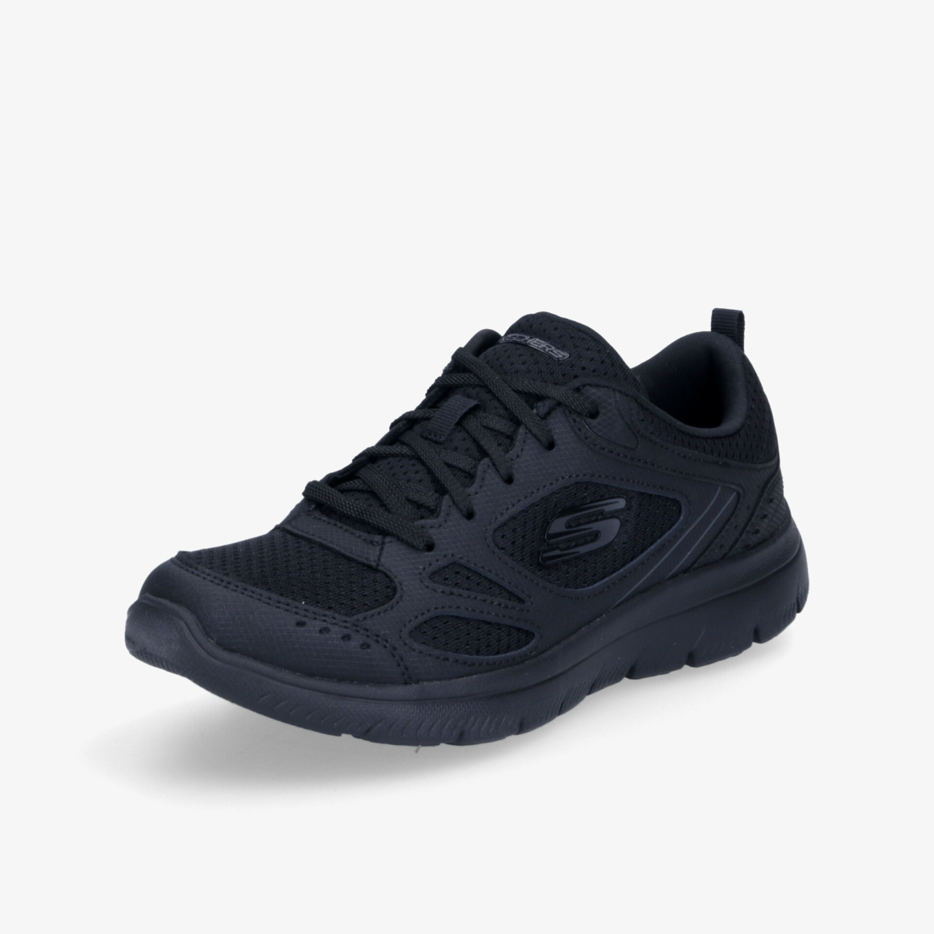 Vielseitiger schwarzer Sneaker mit atmungsaktivem Mesh und rutschfester Sohle für optimalen Tragekomfort.