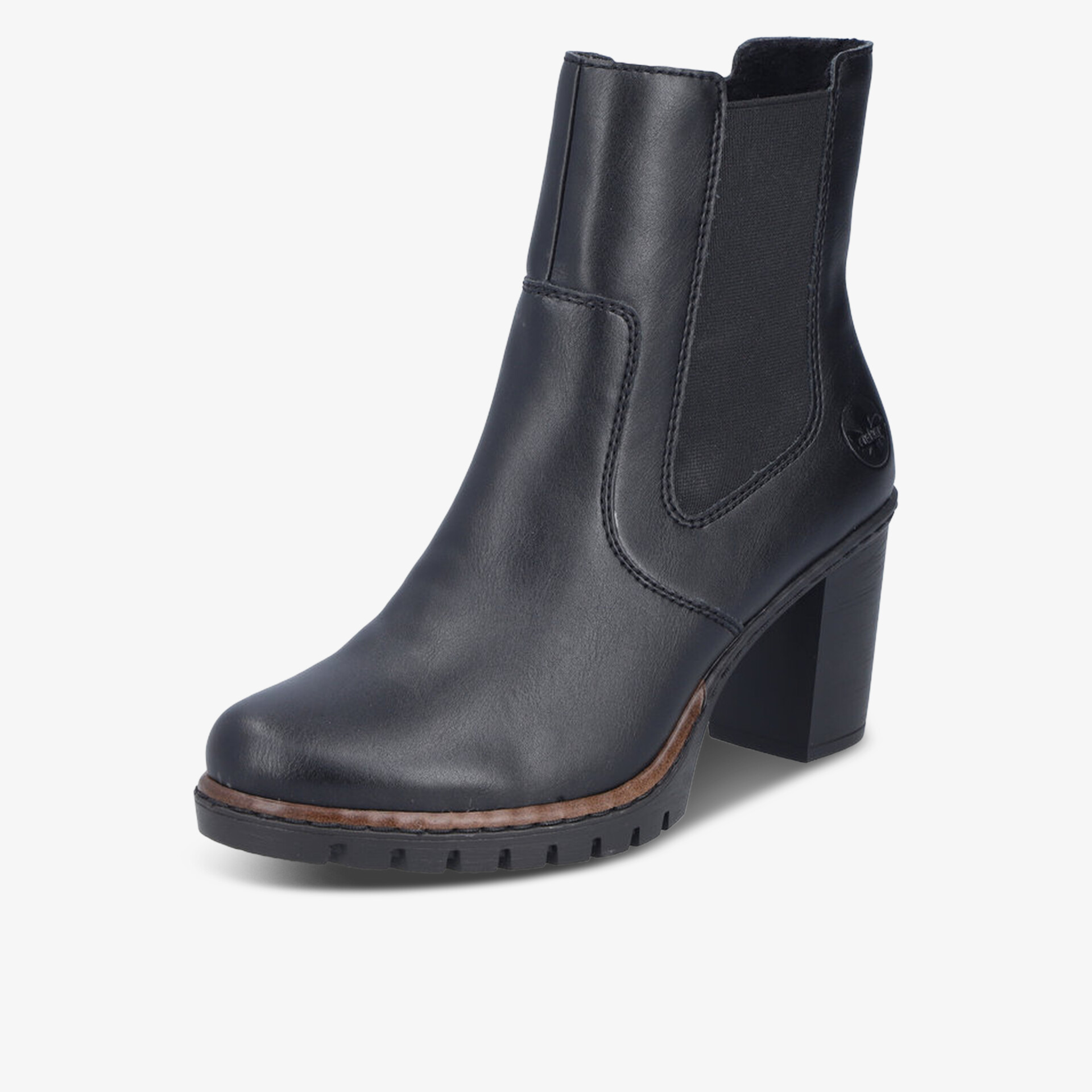 Eleganter schwarzer Lederstiefel mit bequemem Blockabsatz und modernem Design für vielseitigen Einsatz