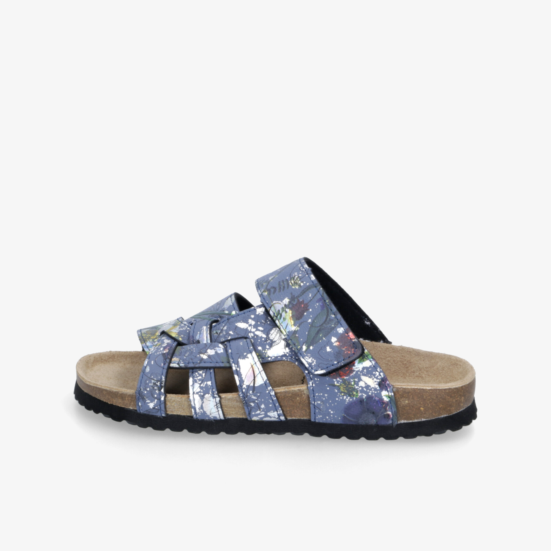 Bequeme blaue Sandale mit verstellbaren Riemen und rutschfester Sohle, ideal für angenehmen Tragekomfort