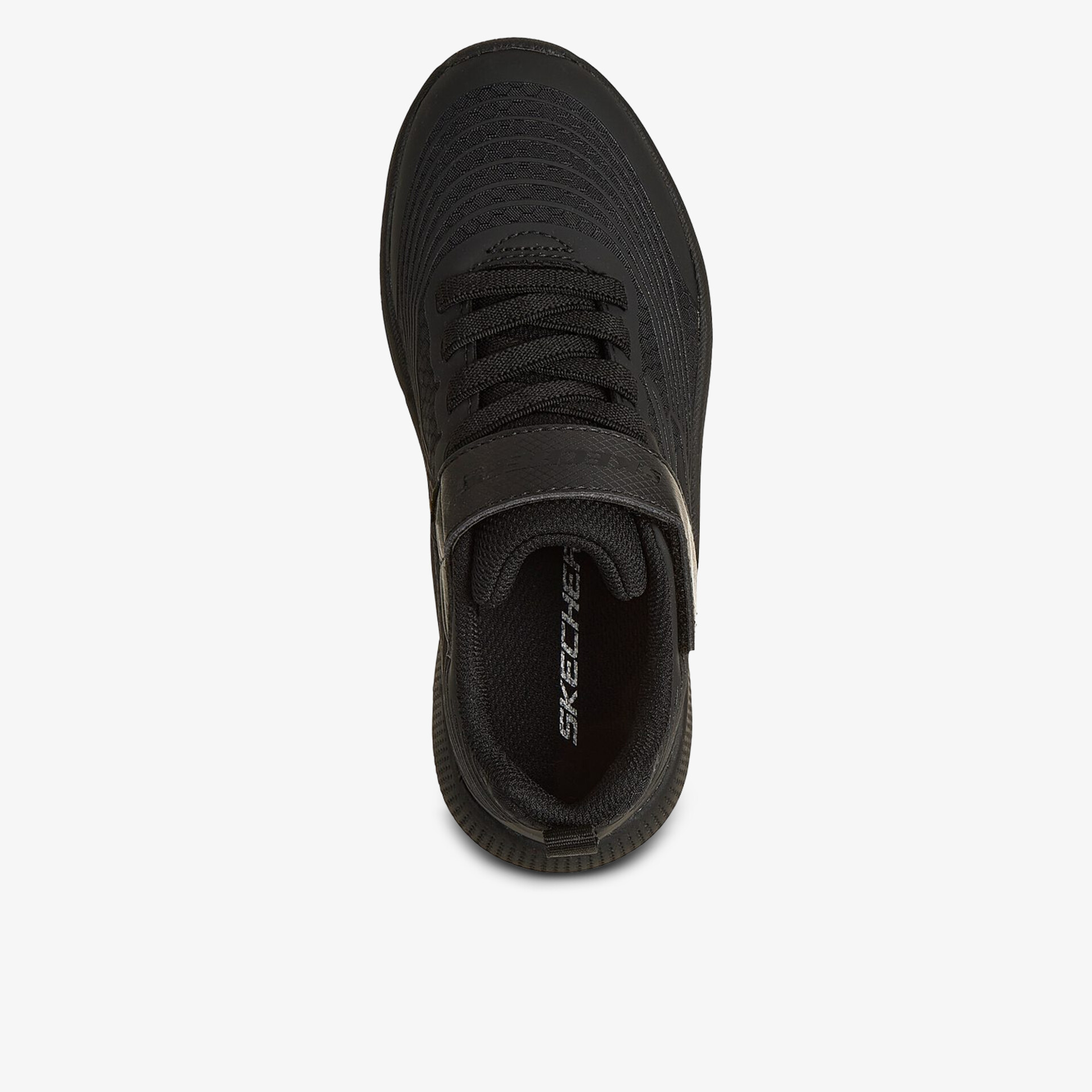 Schwarzer Sneaker von oben mit komfortabler Passform und stilvollem Design