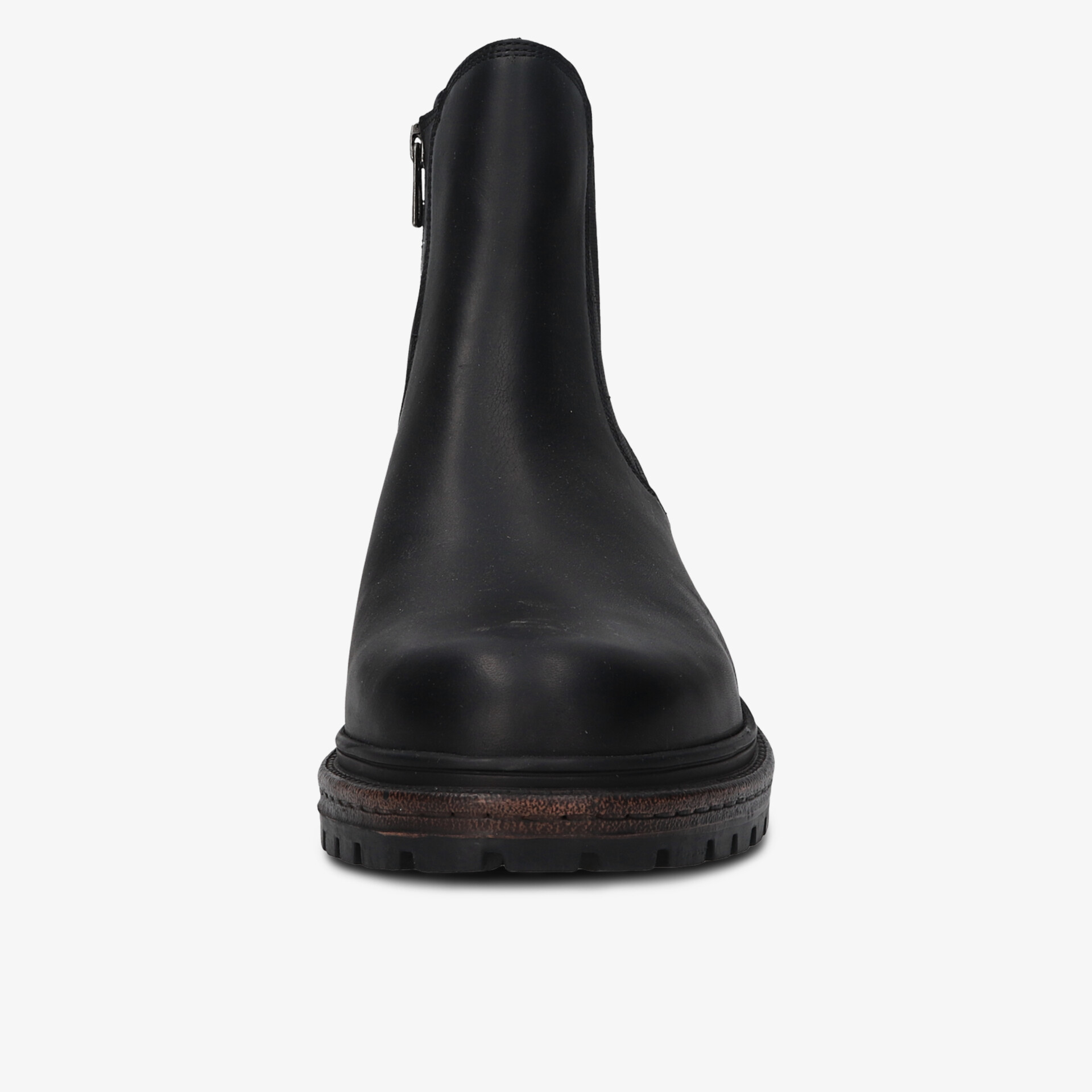 Schlichter schwarzer Chelsea Boot aus glattem Leder mit robuster rutschfester Gummisohle, komfortabel und strapazierfähig