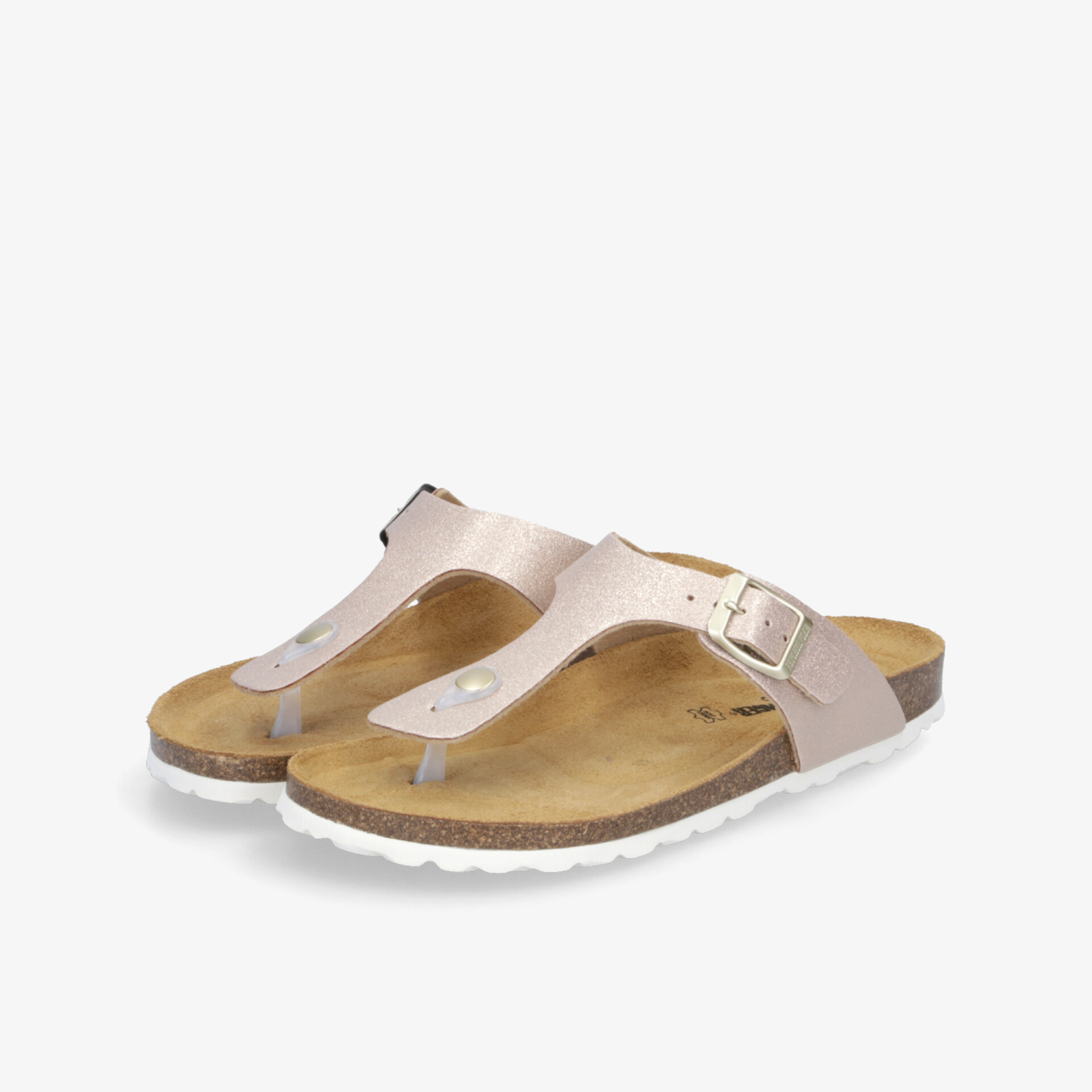 Bequeme weiße Zehensteg-Sandale mit verstellbarem Riemen und ergonomischem, weichem Fußbett für hohen Tragekomfort