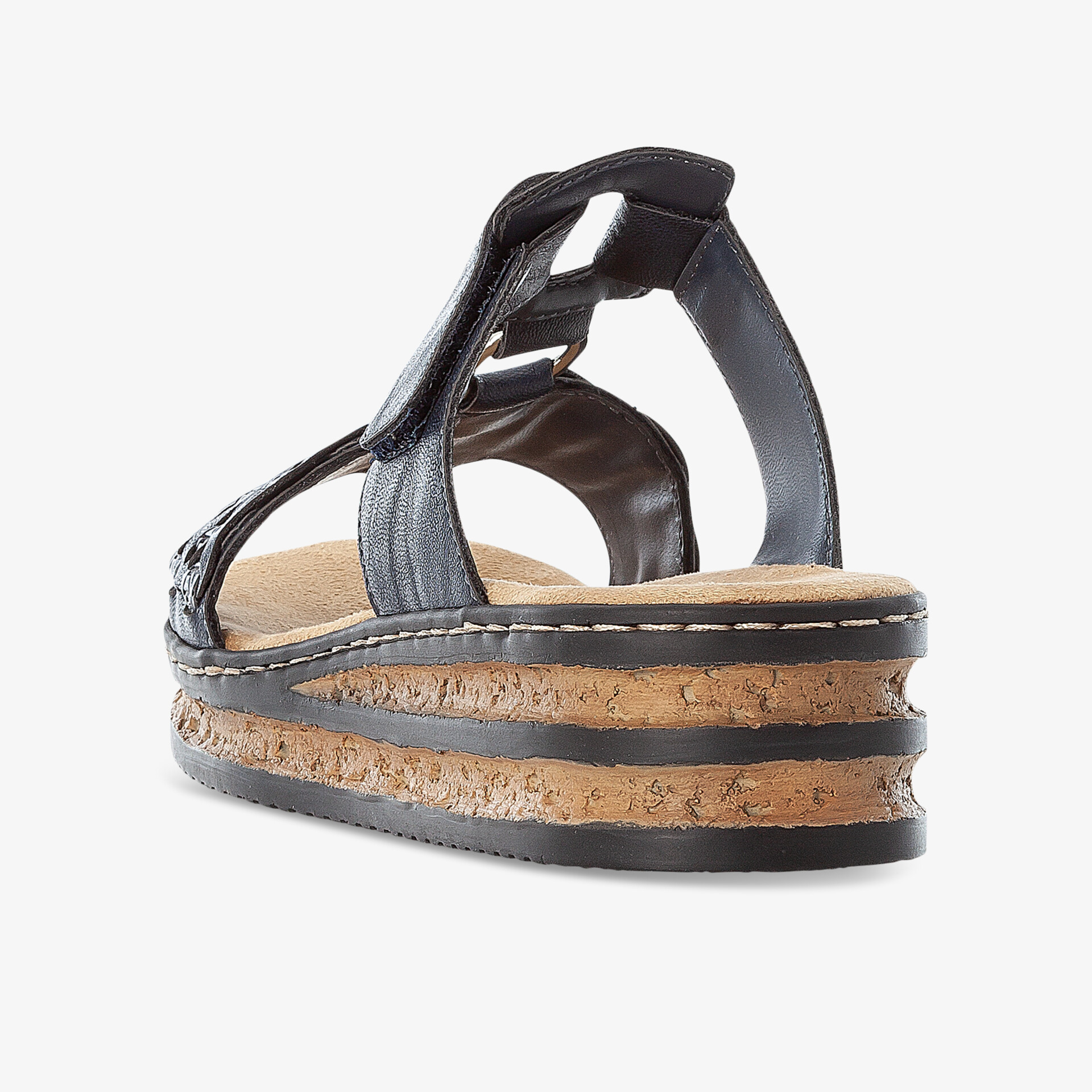 Schwarze Sandale mit bequemer Plateausohle und verstellbarem Riemen für sicheren Halt und modischen Look