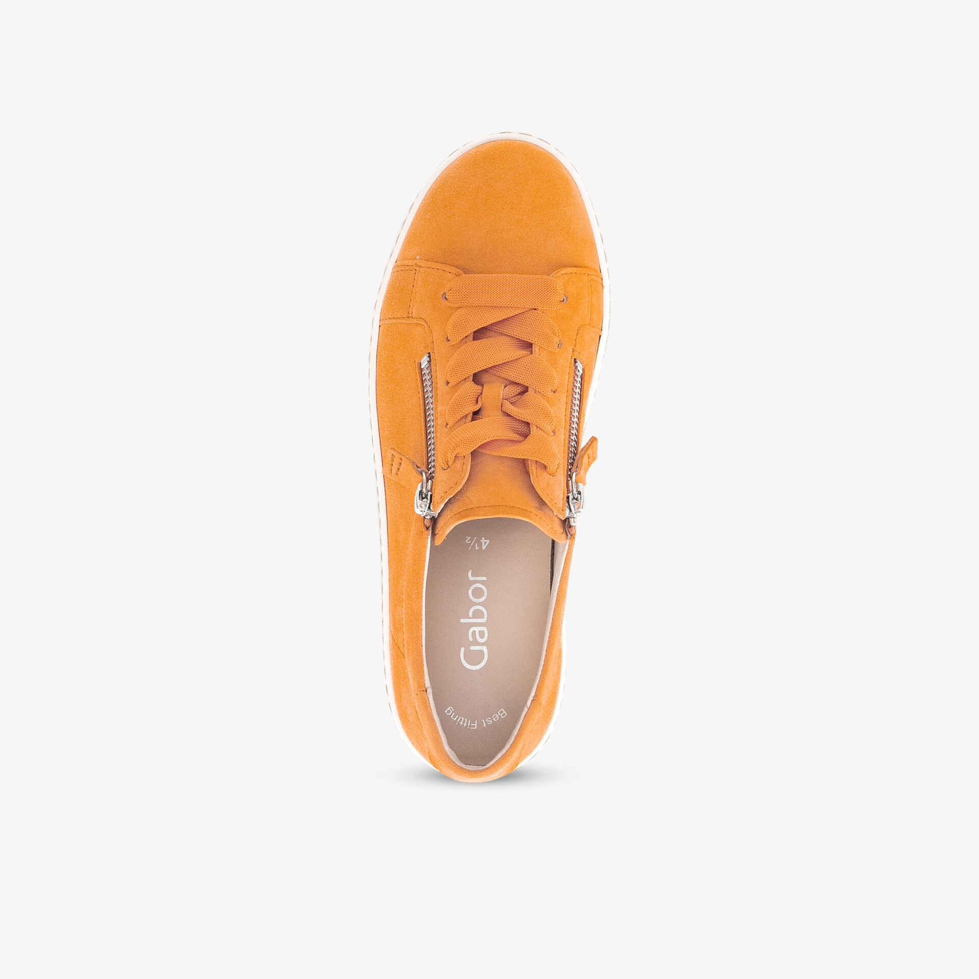 Leuchtend orangefarbener Schnürschuh mit seitlichem Reißverschluss für optimalen Komfort und stilvolles Design.
