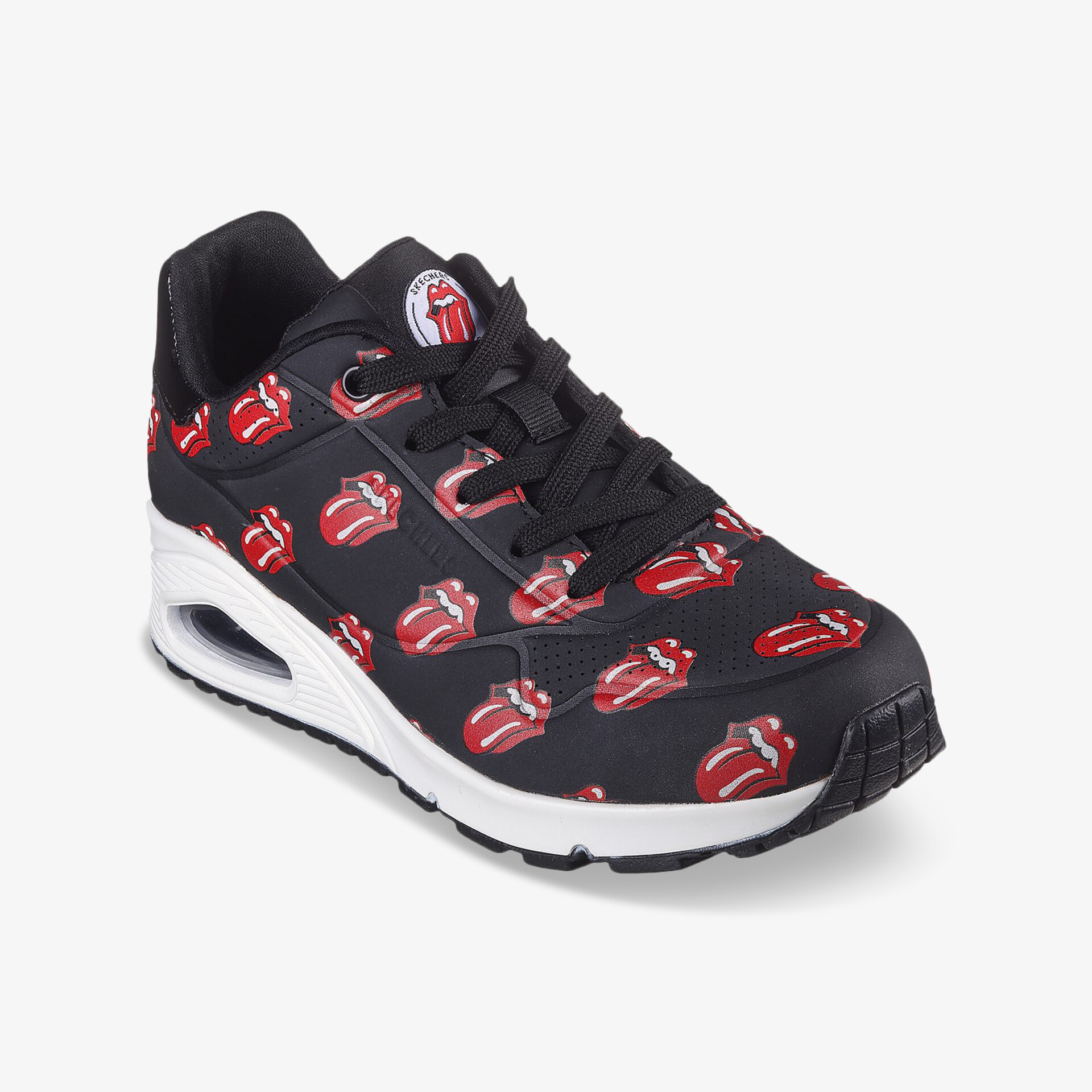 Sportlicher Sneaker mit gepolsterter Innensohle, robuster Sohle und modernem Muster in schwarzer Farbe
