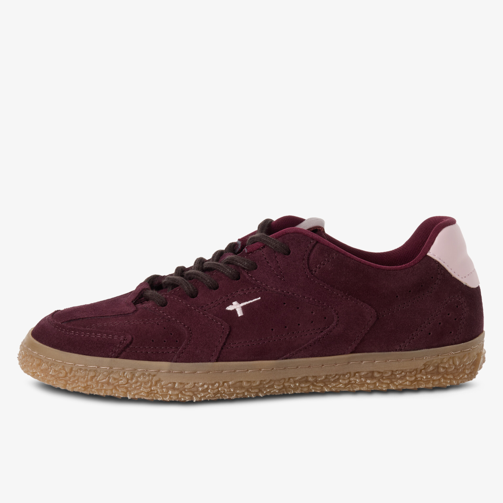 Burgunderfarbener Sneaker aus Veloursleder mit rutschfester Sohle und bequemer Passform für den Alltag