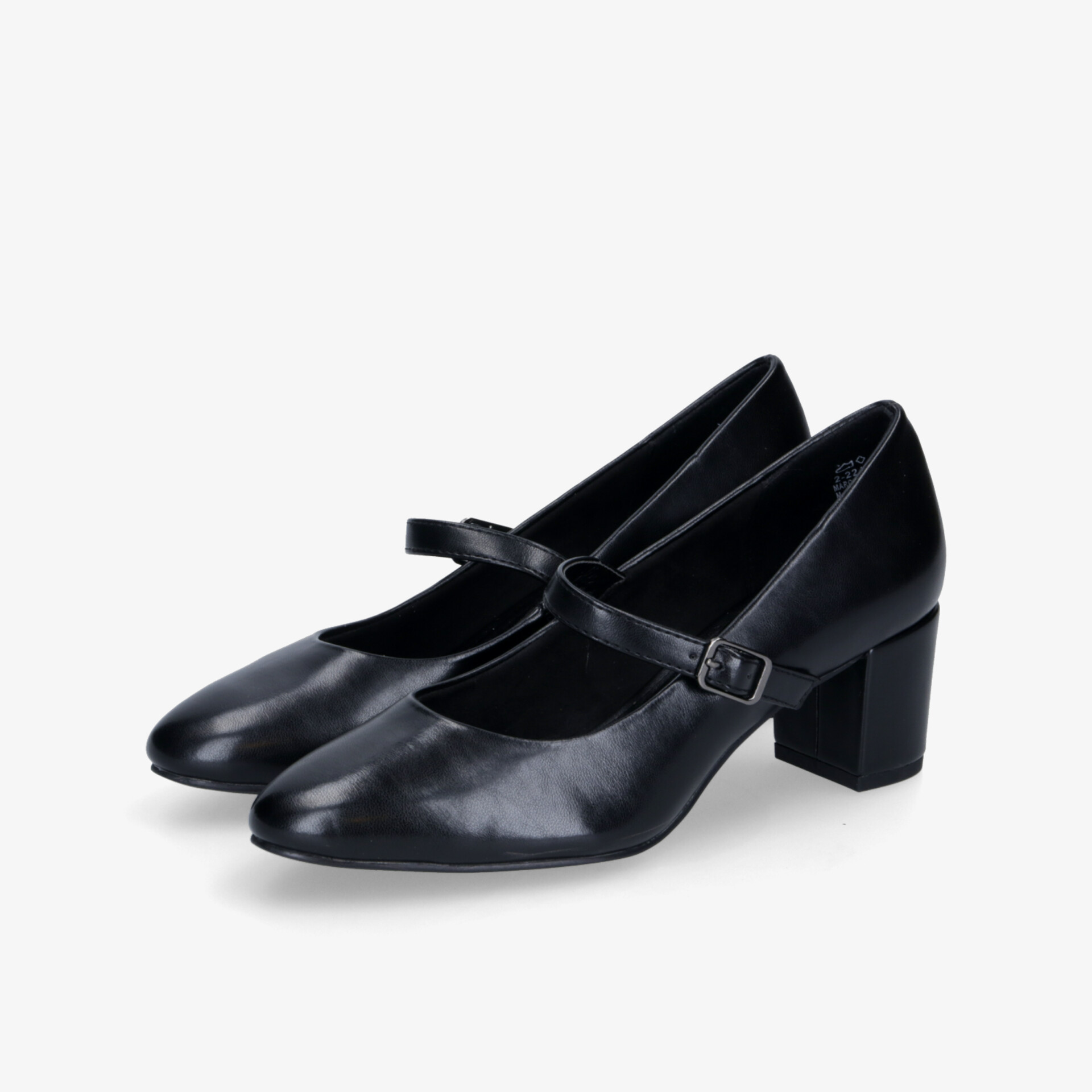 Elegante schwarze Schuhe mit mittelhohem Blockabsatz und verstellbarem Riemenverschluss für hohen Tragekomfort