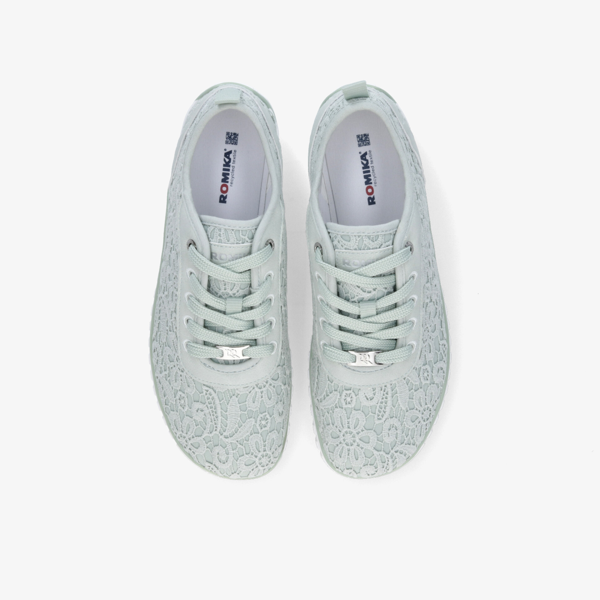 Leichte weiße Sneaker mit atmungsaktivem Material und bequemer Passform, Draufsicht von oben