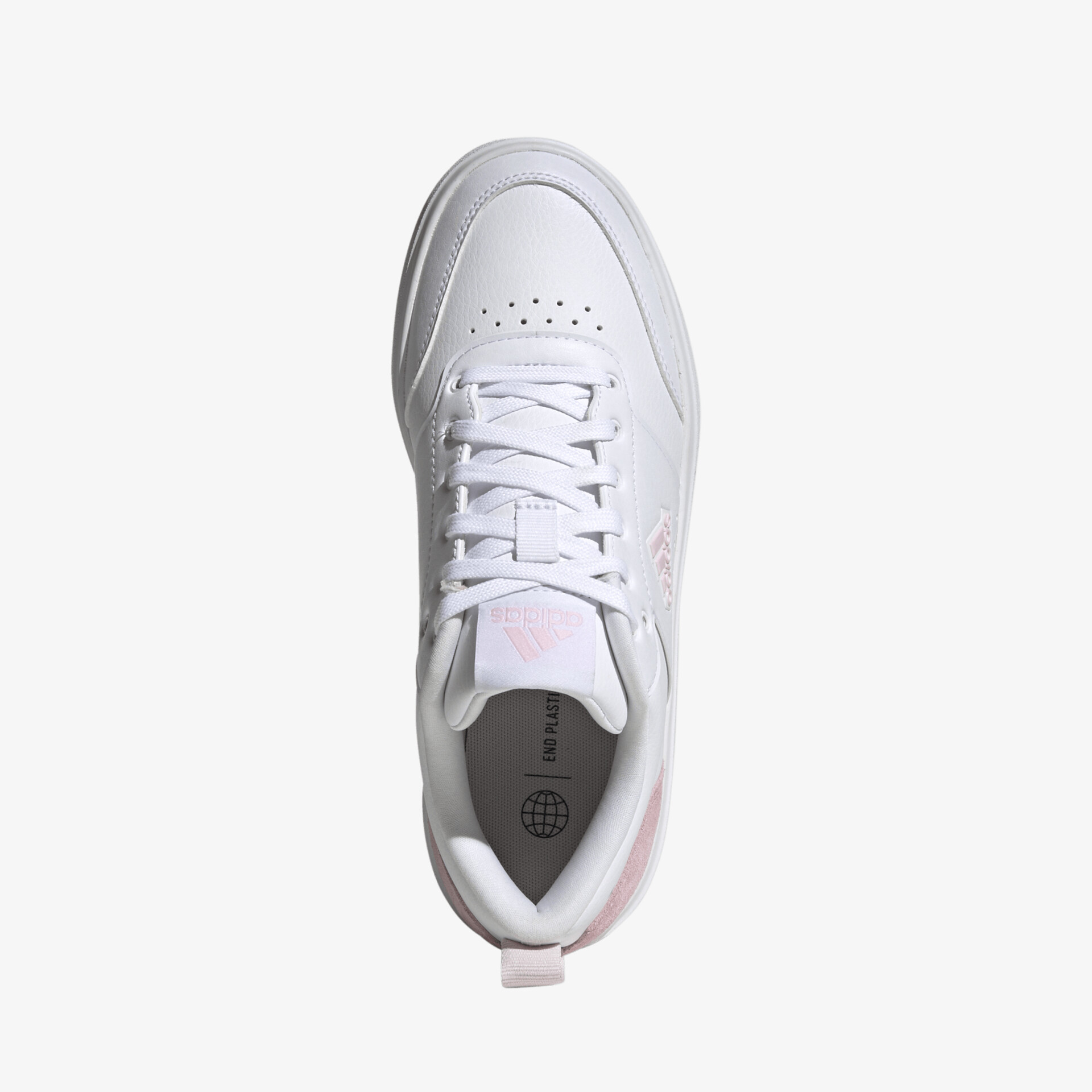 Weißer Sneaker mit Schnürverschluss, klassisches Design und perforierter Oberseite für modernen Komfort.