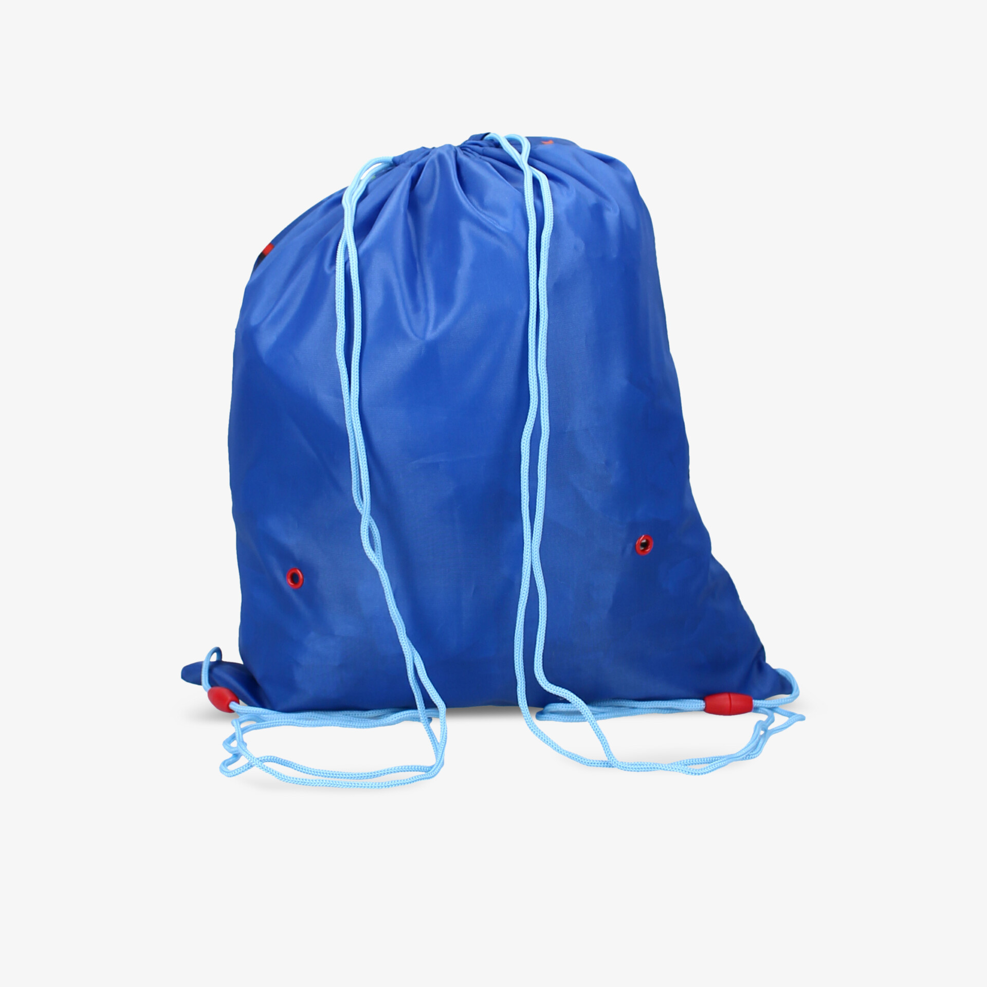 Blauer Turnbeutel mit Kordelzug, vielseitig und praktisch für Sport und Freizeitaktivitäten.