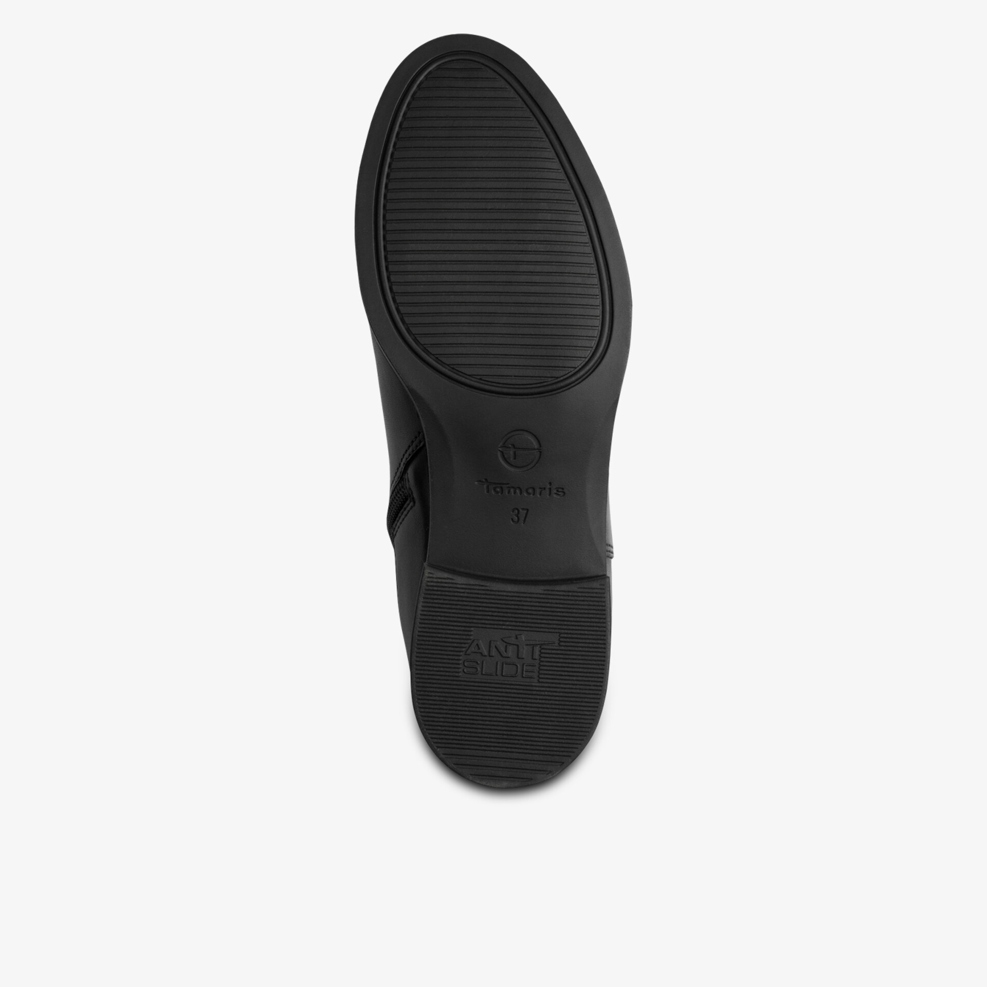 Robuste schwarze Gummisohle mit rutschfestem Profil, ideal für sicheren Halt und lange Nutzung