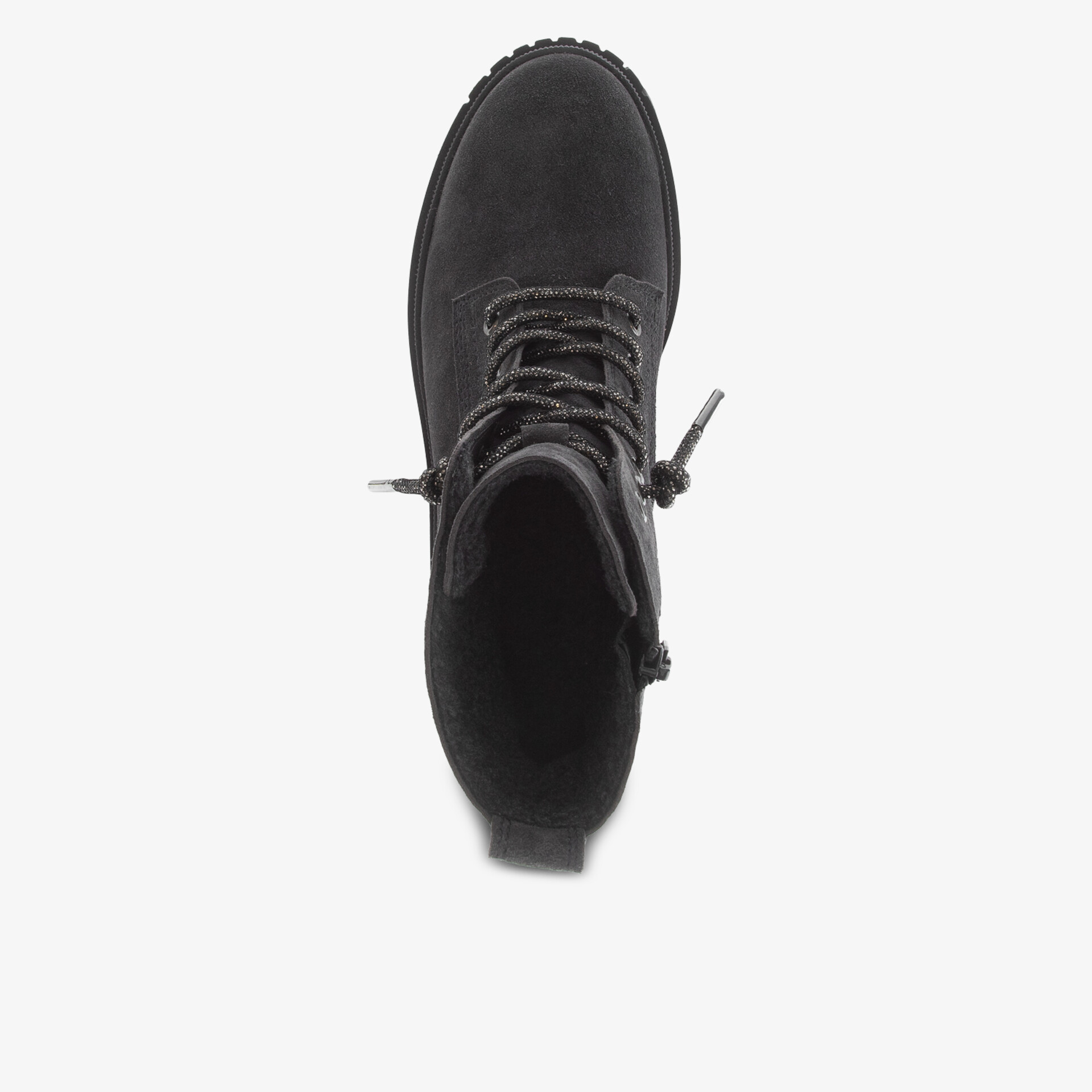 Robuster schwarzer Schuh mit Schnürverschluss und komfortablem Sitz, ideal für Outdoor-Einsätze