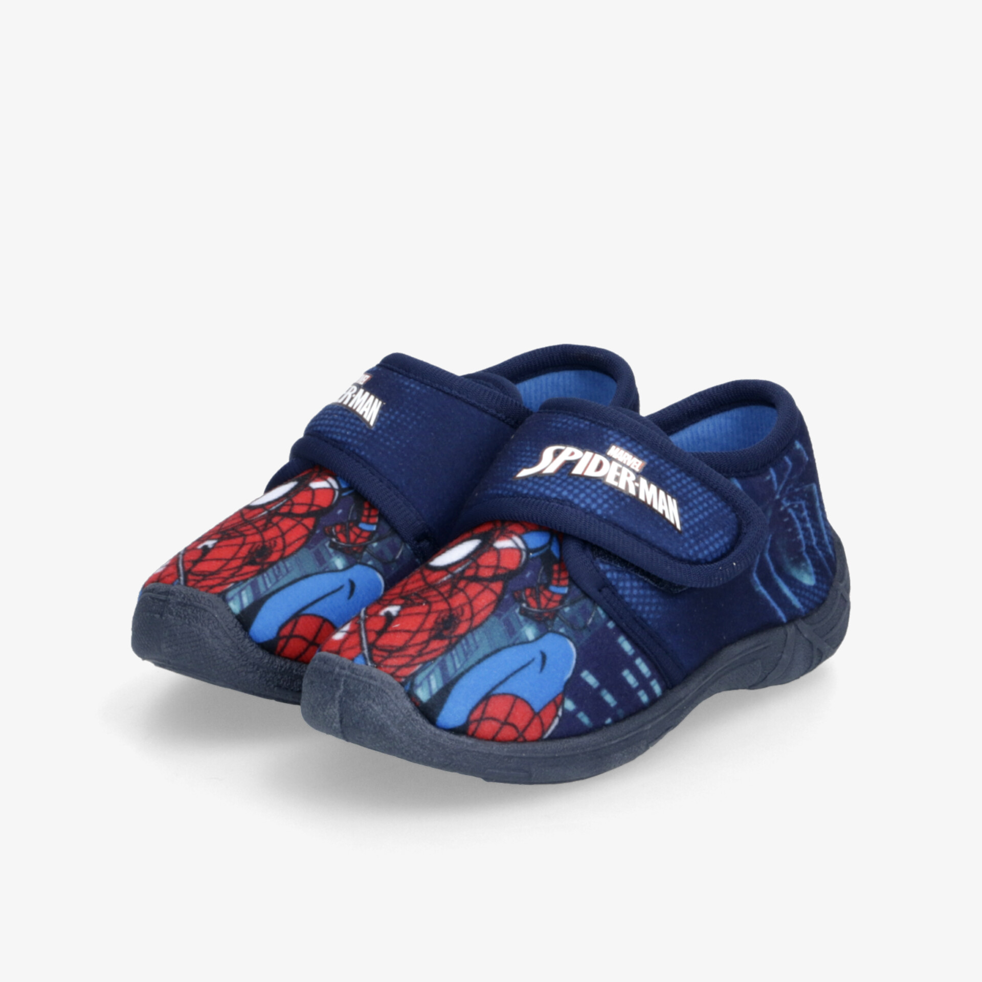 Bequeme Spiderman Hausschuhe in Blau und Rot mit Klettverschluss und rutschfester Sohle, ideal für Kinder