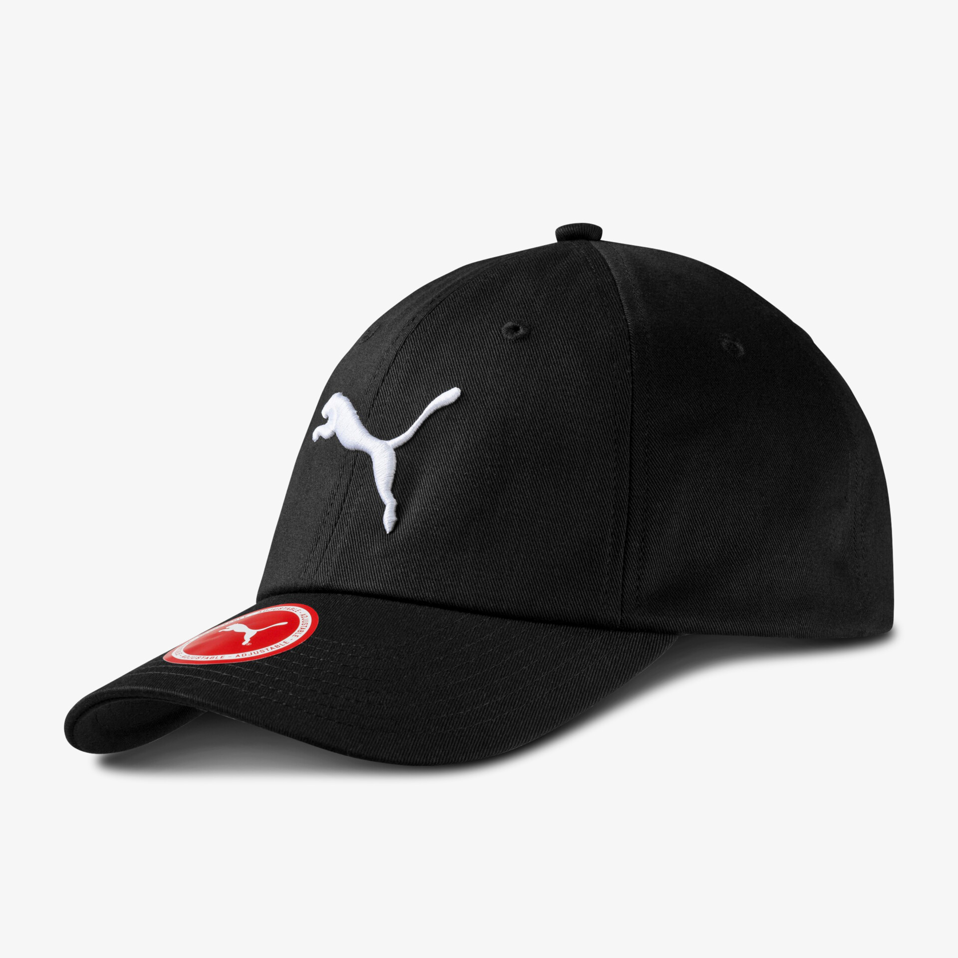 Schwarze Cap mit Logo, sportliches Design, verstellbarer Verschluss für optimalen Sitz.
