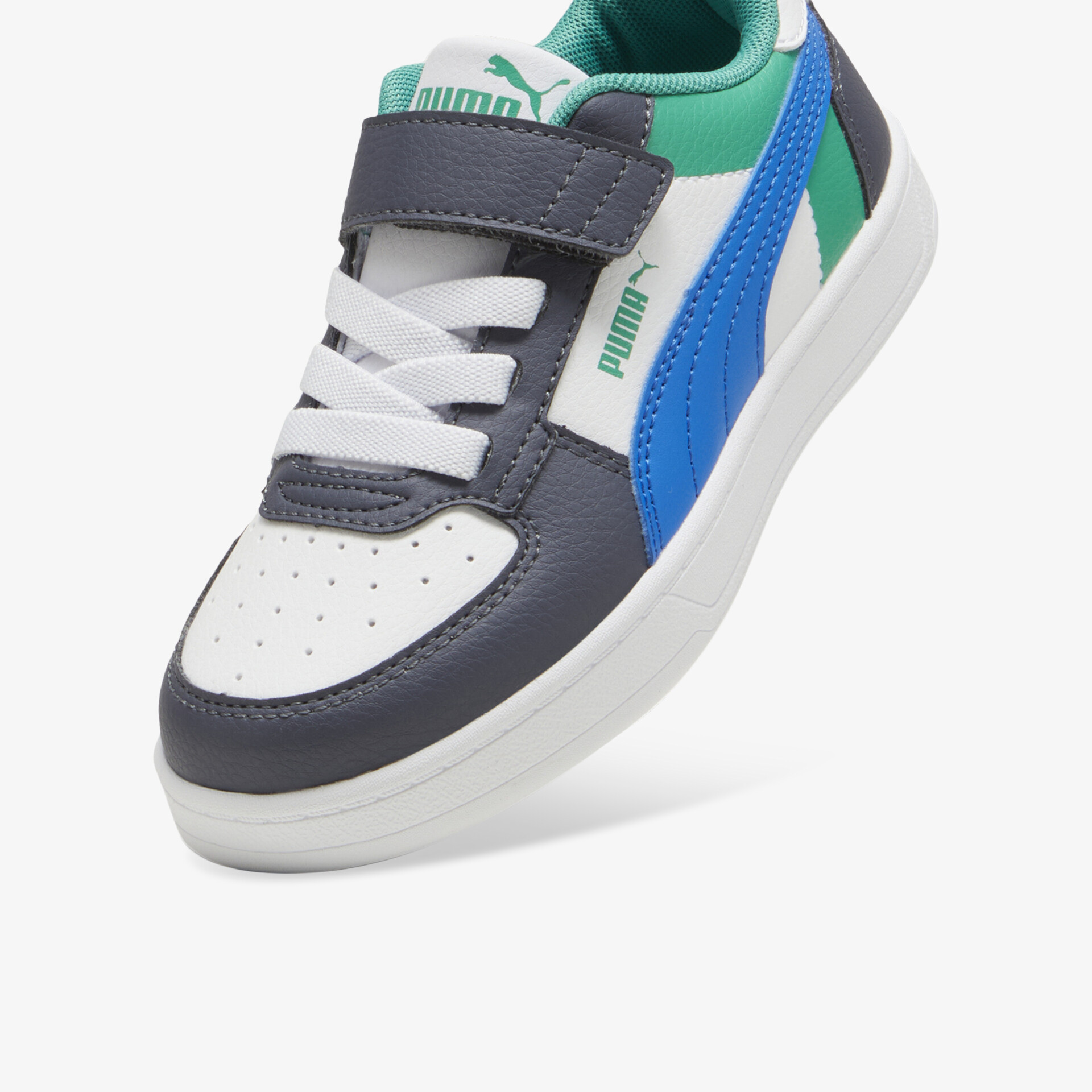 Sportlicher Freizeitschuh mit schwarzem, weißem und blau-grünem Design, robust und komfortabel für den Alltag