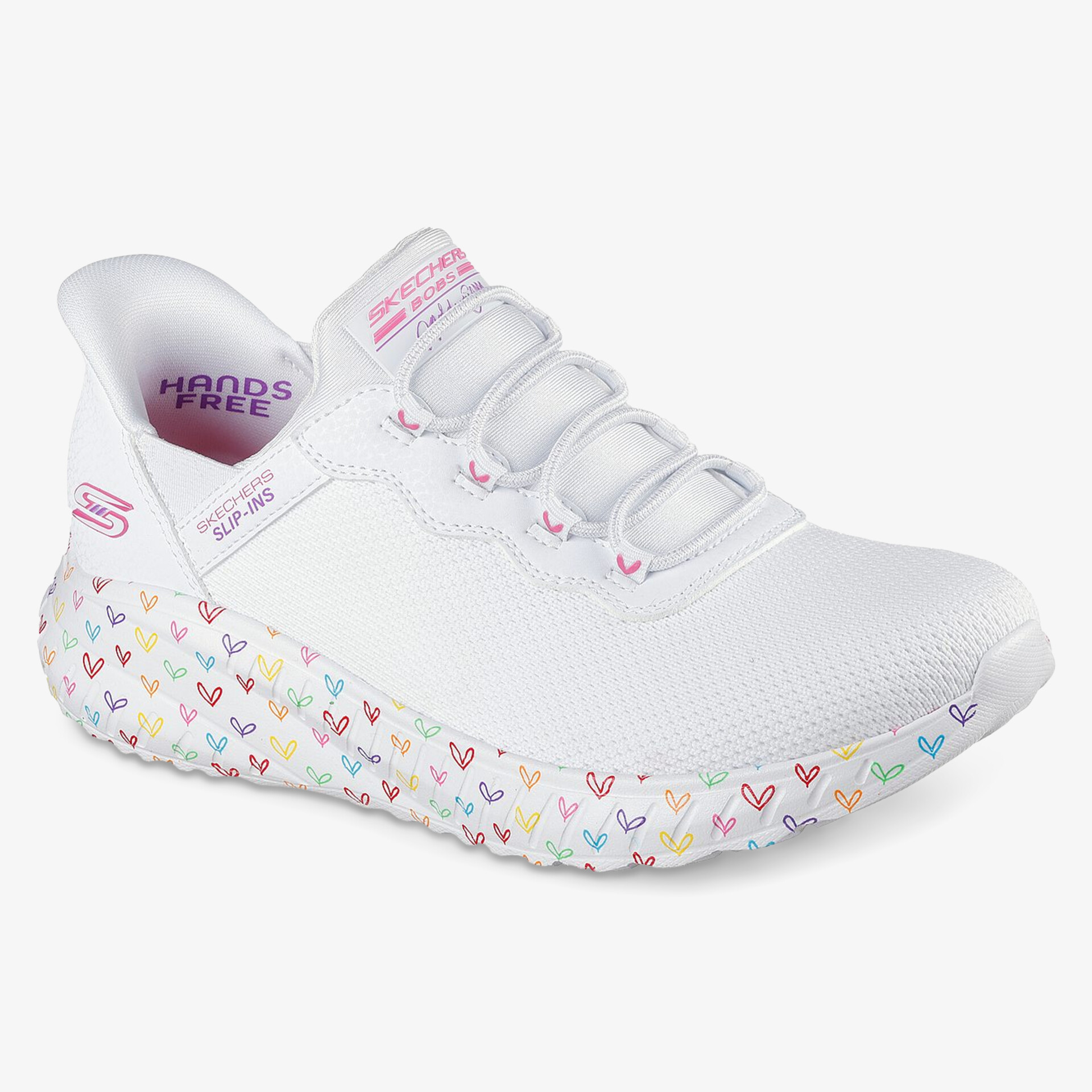 Leichter weißer Sneaker mit buntem Muster auf der Sohle, atmungsaktiv und komfortabel für den Alltag