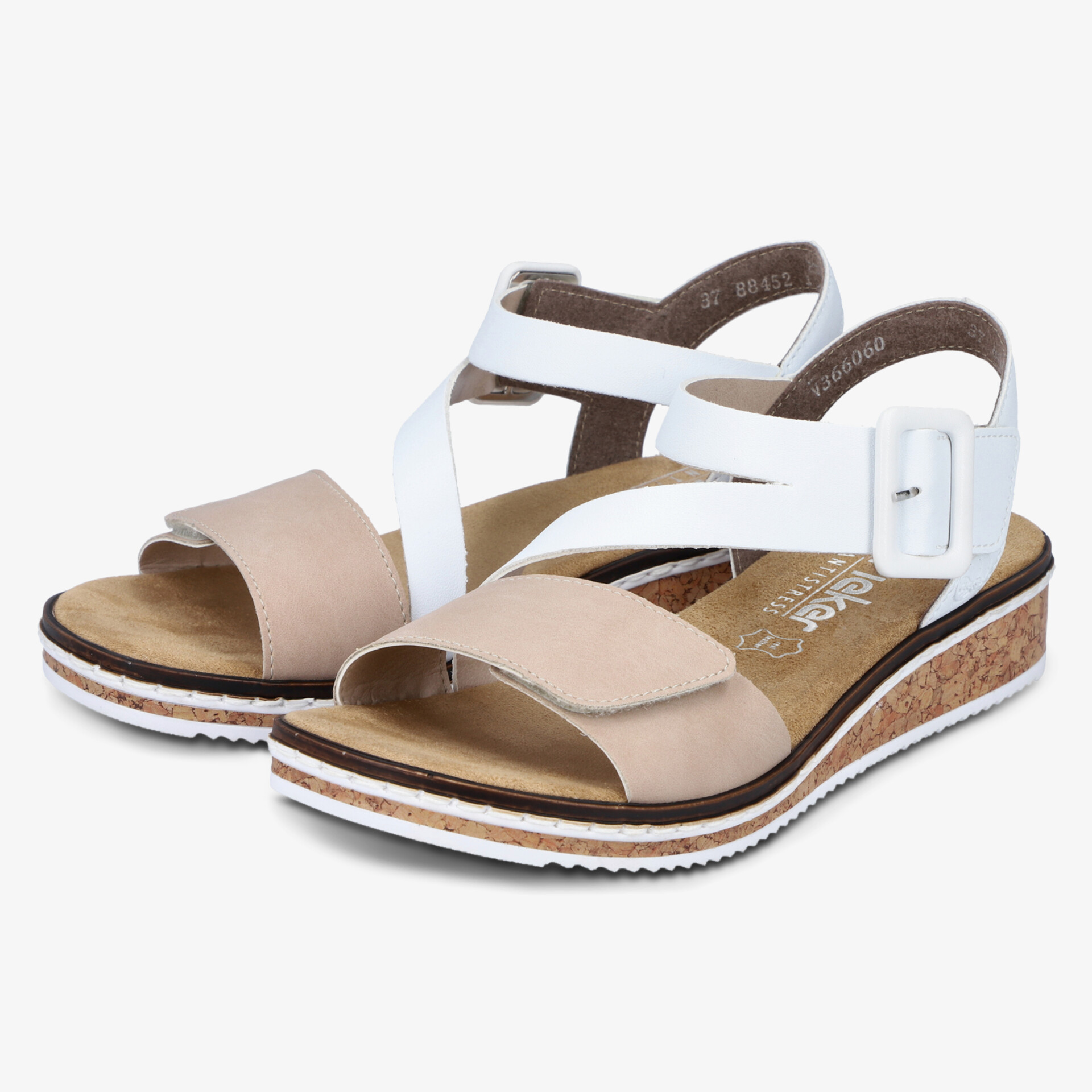 Bequeme Sandalen mit weiße Riemen und verstellbarem Verschluss, modischer Keilabsatz für leichten Sommerkomfort