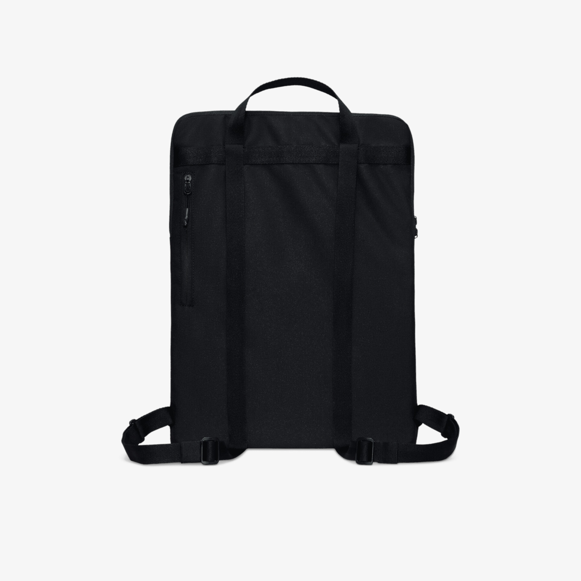 Schlichter schwarzer Rucksack mit praktischem Design und komfortablen Trageriemen, ideal für vielseitigen Gebrauch