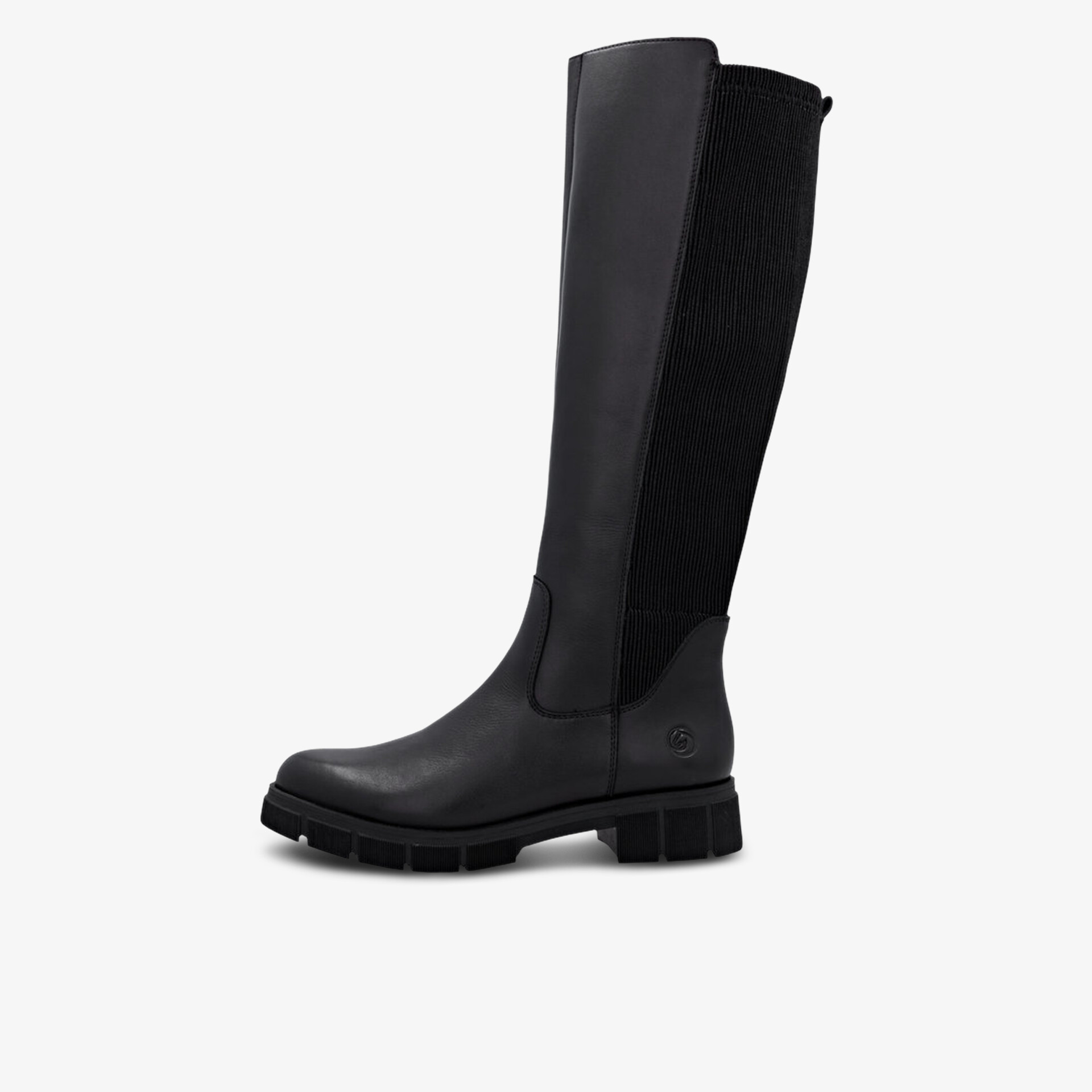 Moderner hoher Stiefel mit elastischem Schaft und leichtem Blockabsatz für angenehmen Tragekomfort
