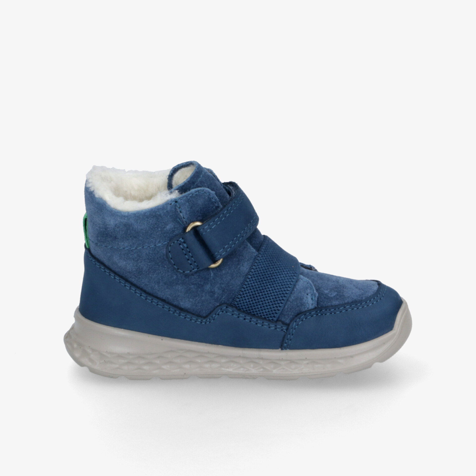 Warmer blauer Winterstiefel mit weichem Innenfutter und praktischem Klettverschluss für sicheren Halt