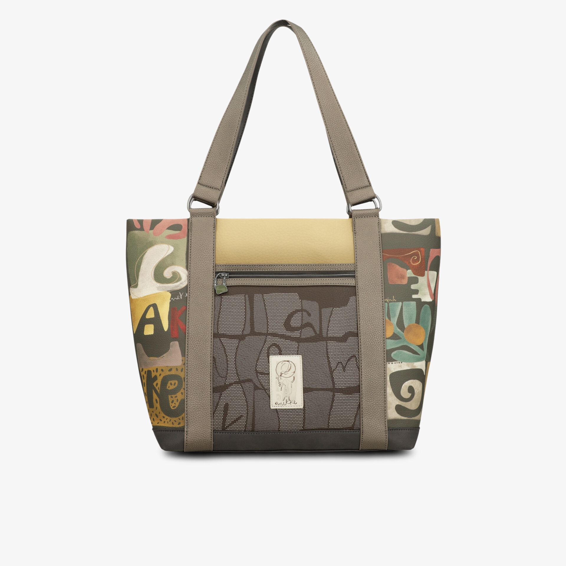 Stilvolle Handtasche mit buntem Muster und praktischem Design