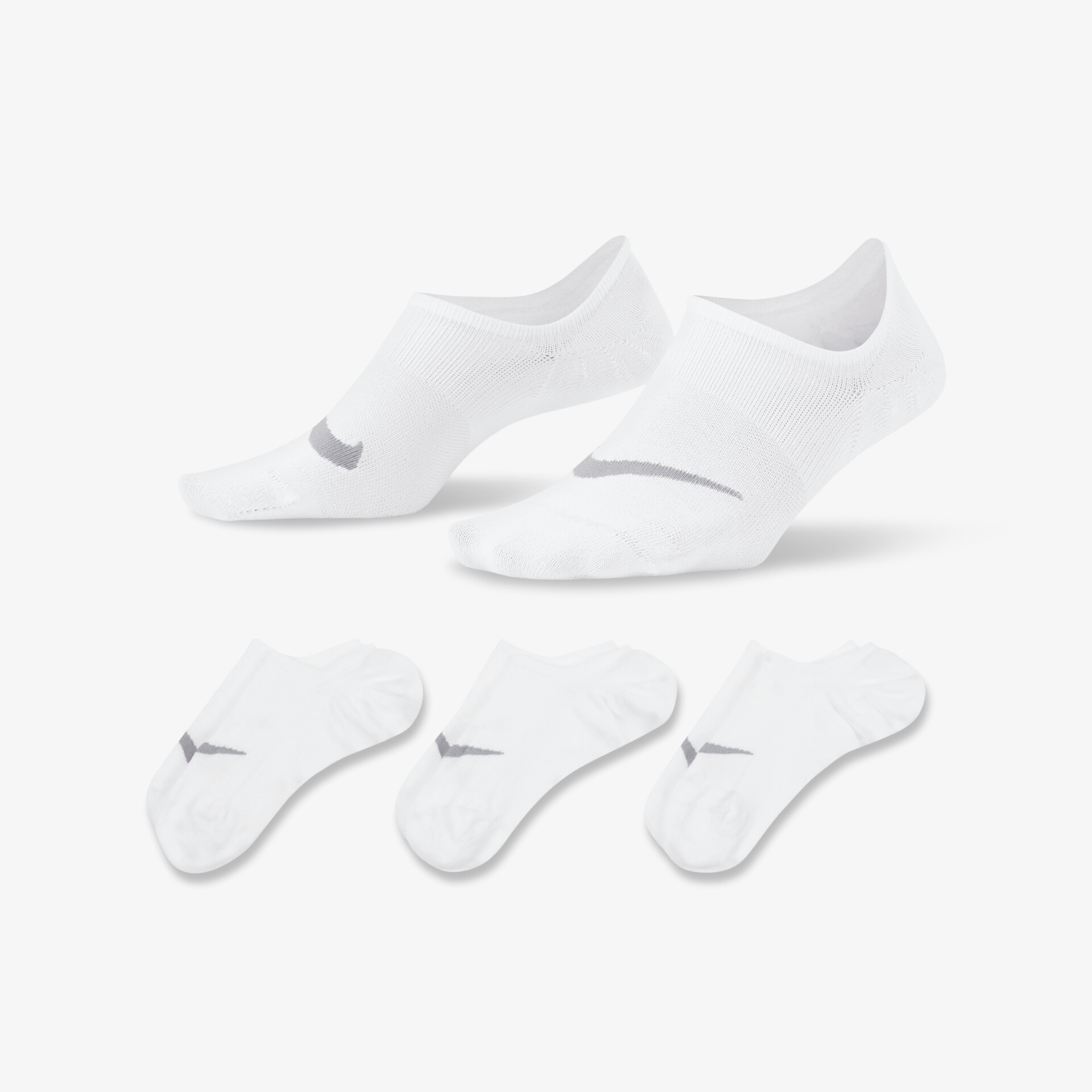 Set aus weißen, atmungsaktiven und elastischen Sneakersocken mit niedrigem Schnitt für hohen Tragekomfort