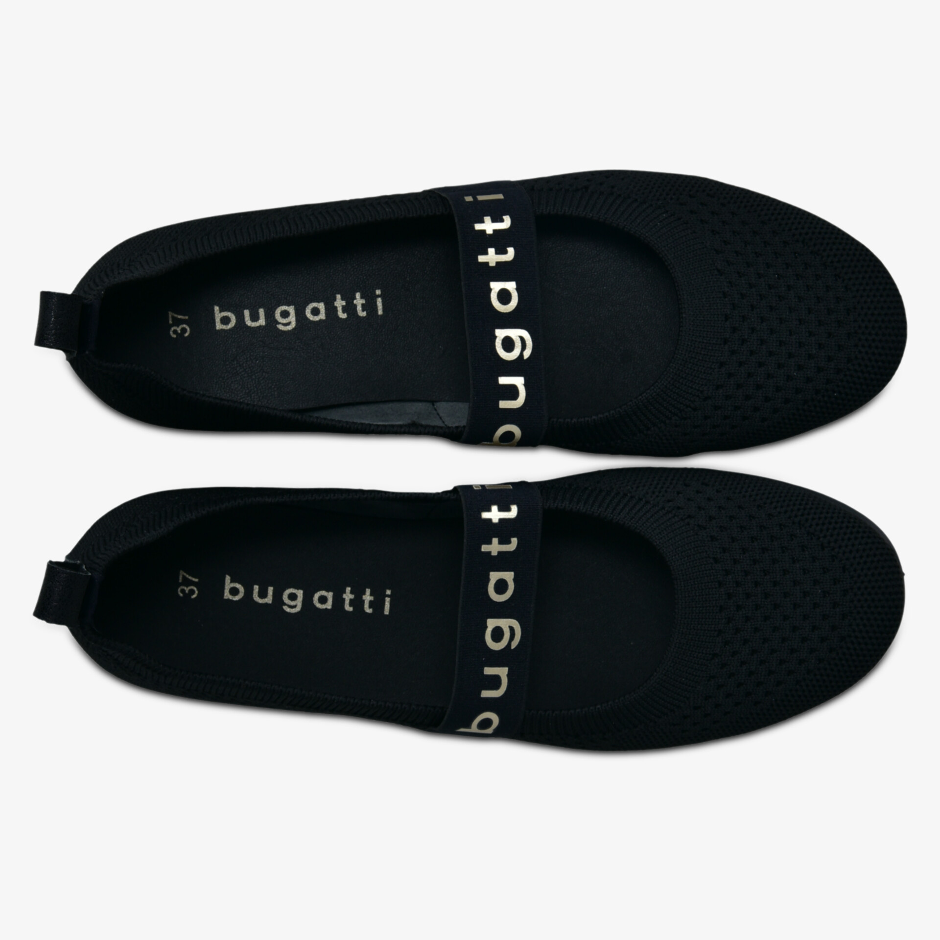 Komfortable und stilvolle schwarze Schuhe mit elastischem Riemen von Bugatti.