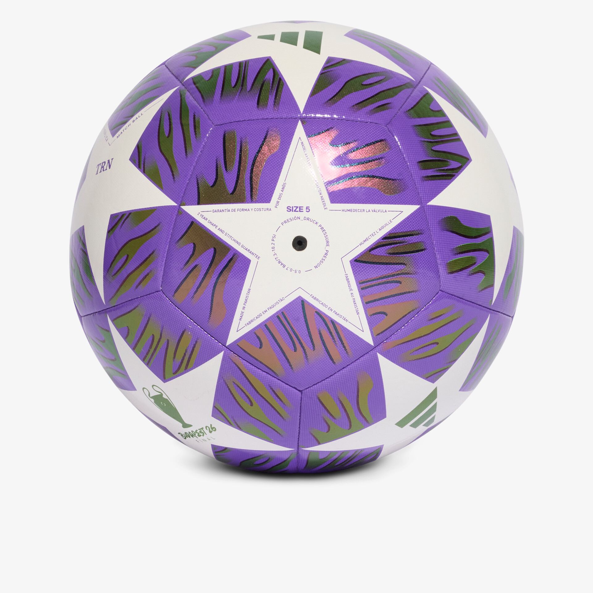 Fußball mit dynamischem lila und weißen Sternenmuster für präzises Spiel und tolle Ballkontrolle