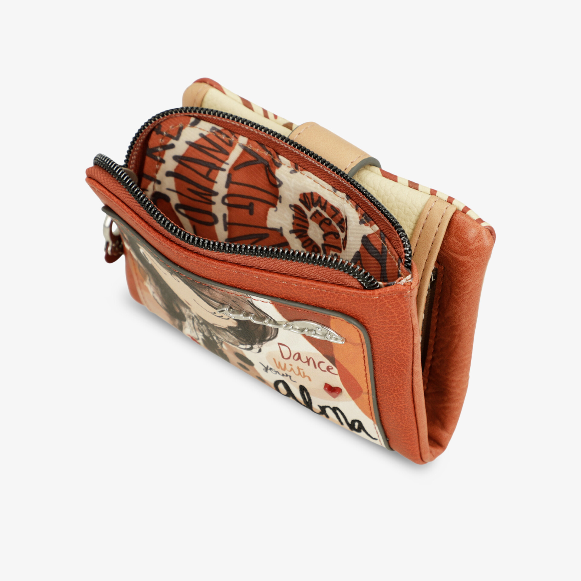 Kompakte Geldbörse mit Reißverschluss, mehreren Fächern und modischem Design, ideal für sichere Aufbewahrung