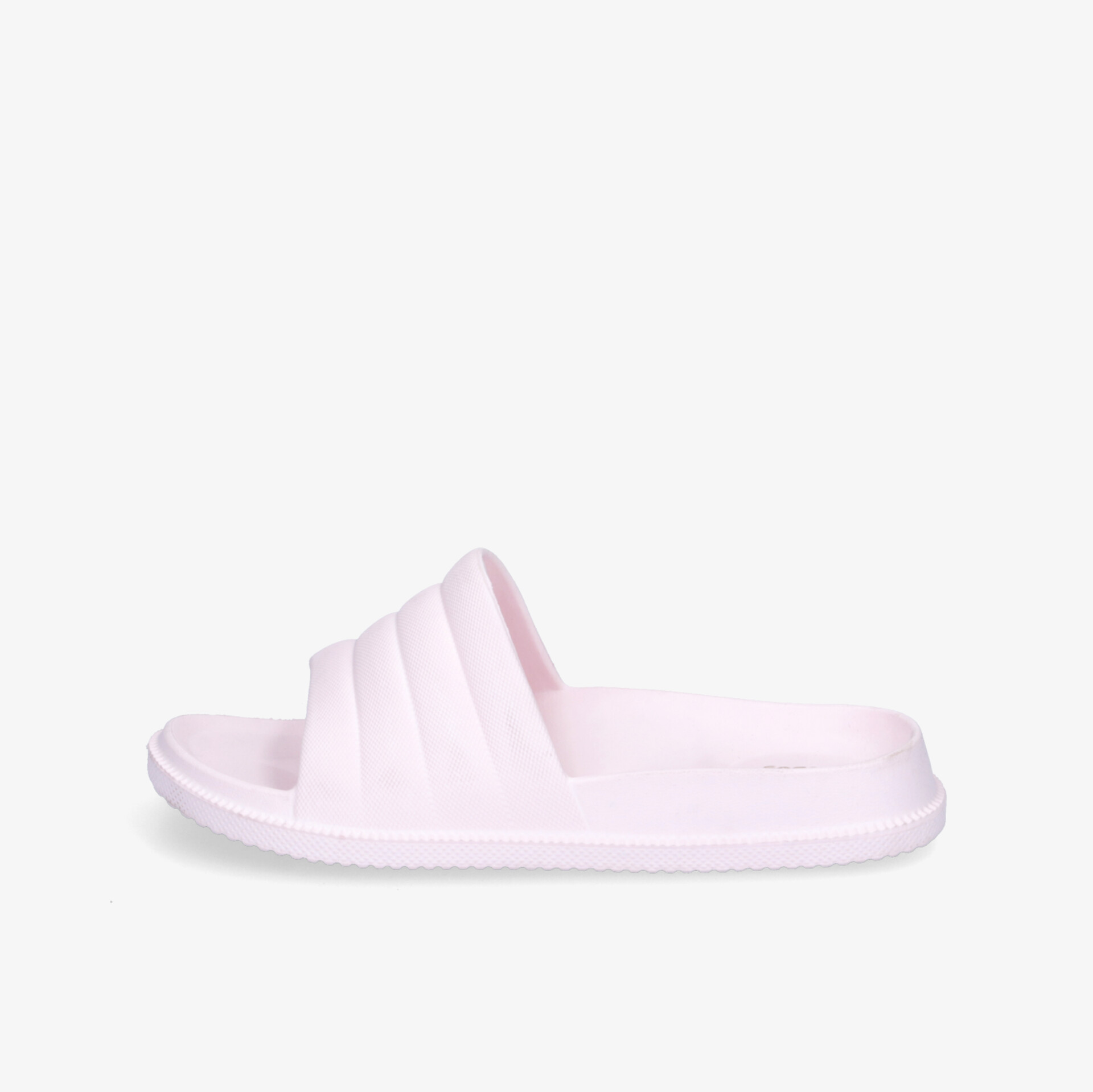 Leichte und stilvolle Badesandale in zartem Rosa mit komfortablem Fußbett und rutschfester Sohle.