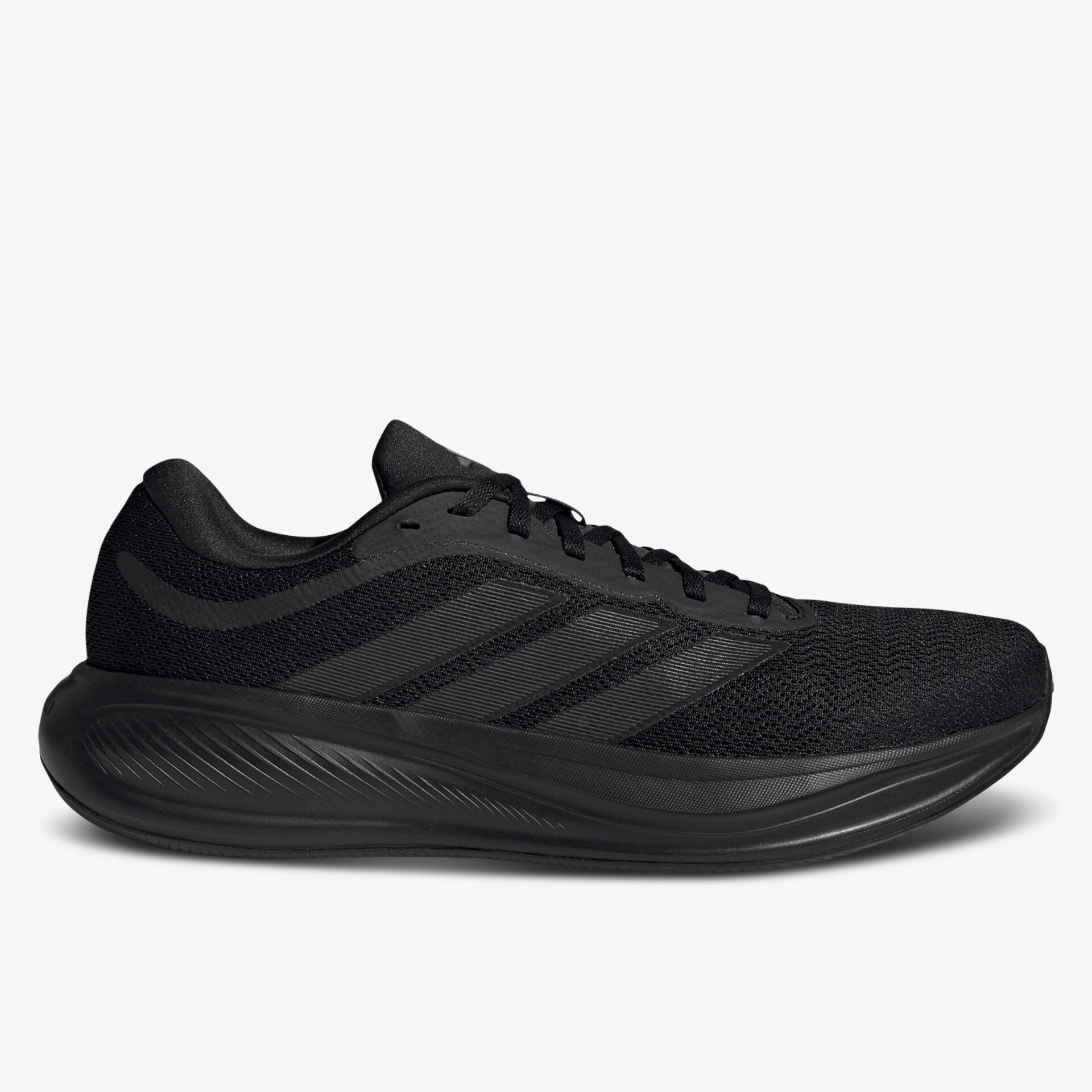 Leichter schwarzer Laufschuh mit atmungsaktivem Mesh und robustem Laufsohlenprofil