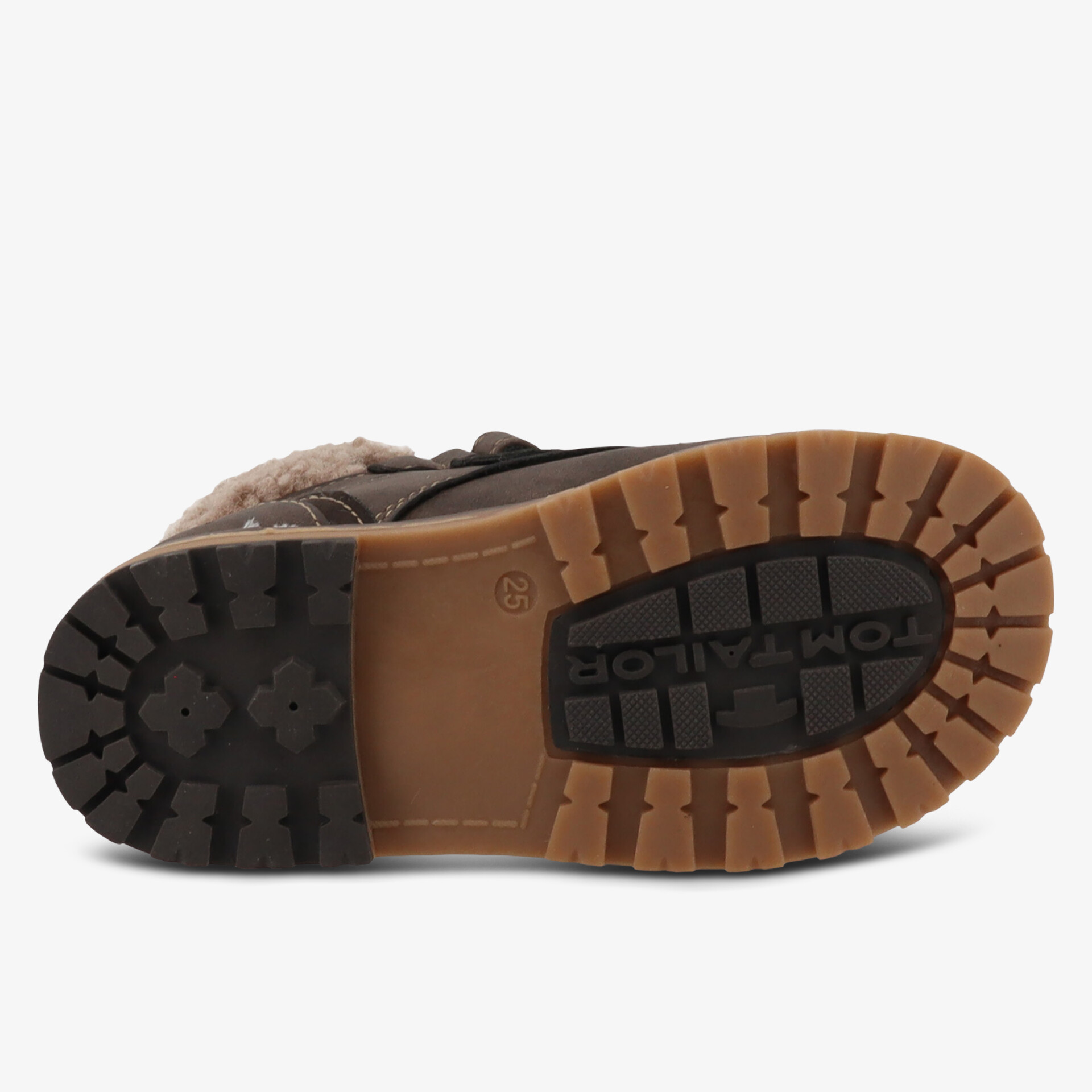 Robuste Schuhsohle mit tiefem Profil für optimalen Grip und hohe Langlebigkeit im Outdoor-Bereich