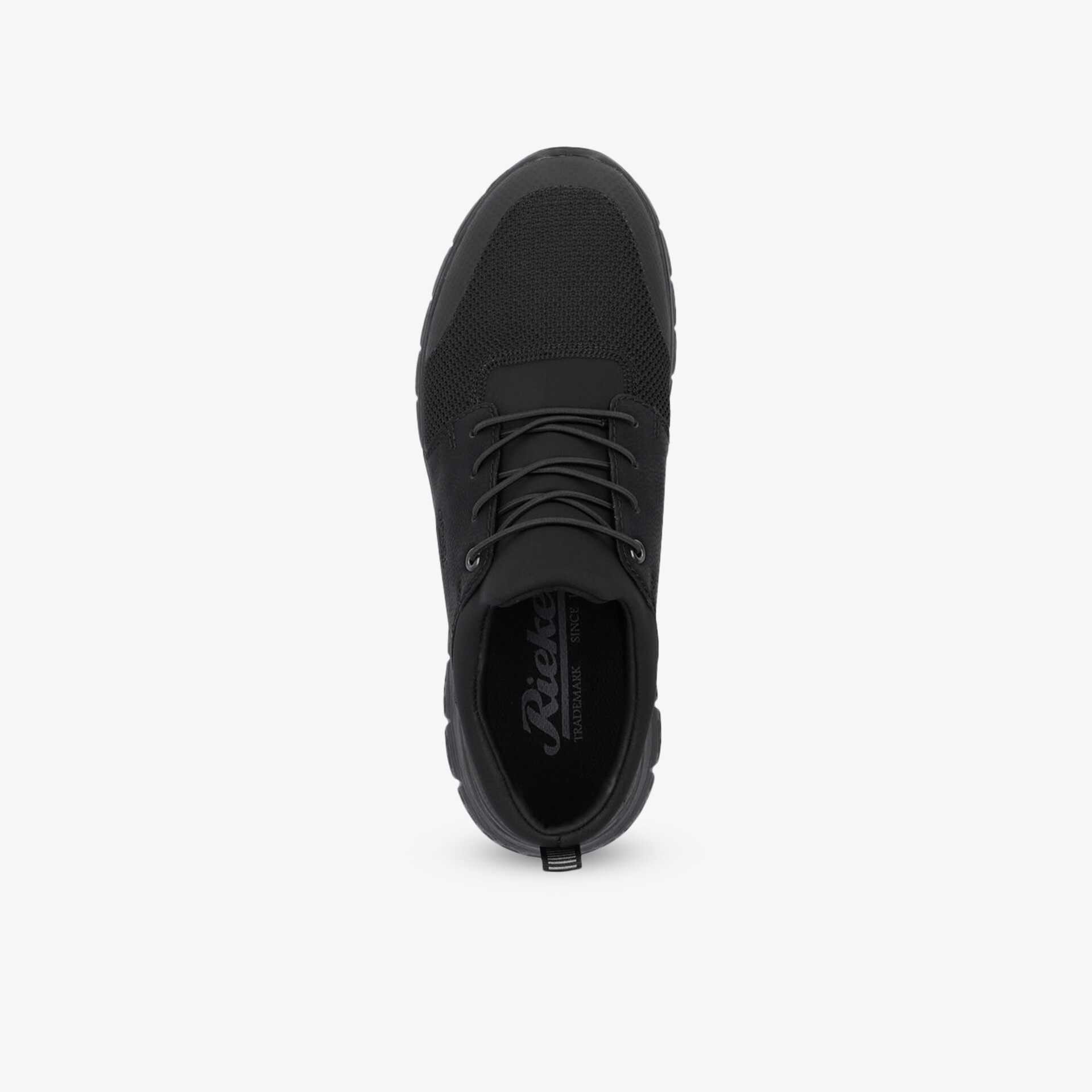 Schwarzer Sneaker in Draufsicht mit schnürung, modernem Design und komfortablem Obermaterial für vielseitigen Einsatz