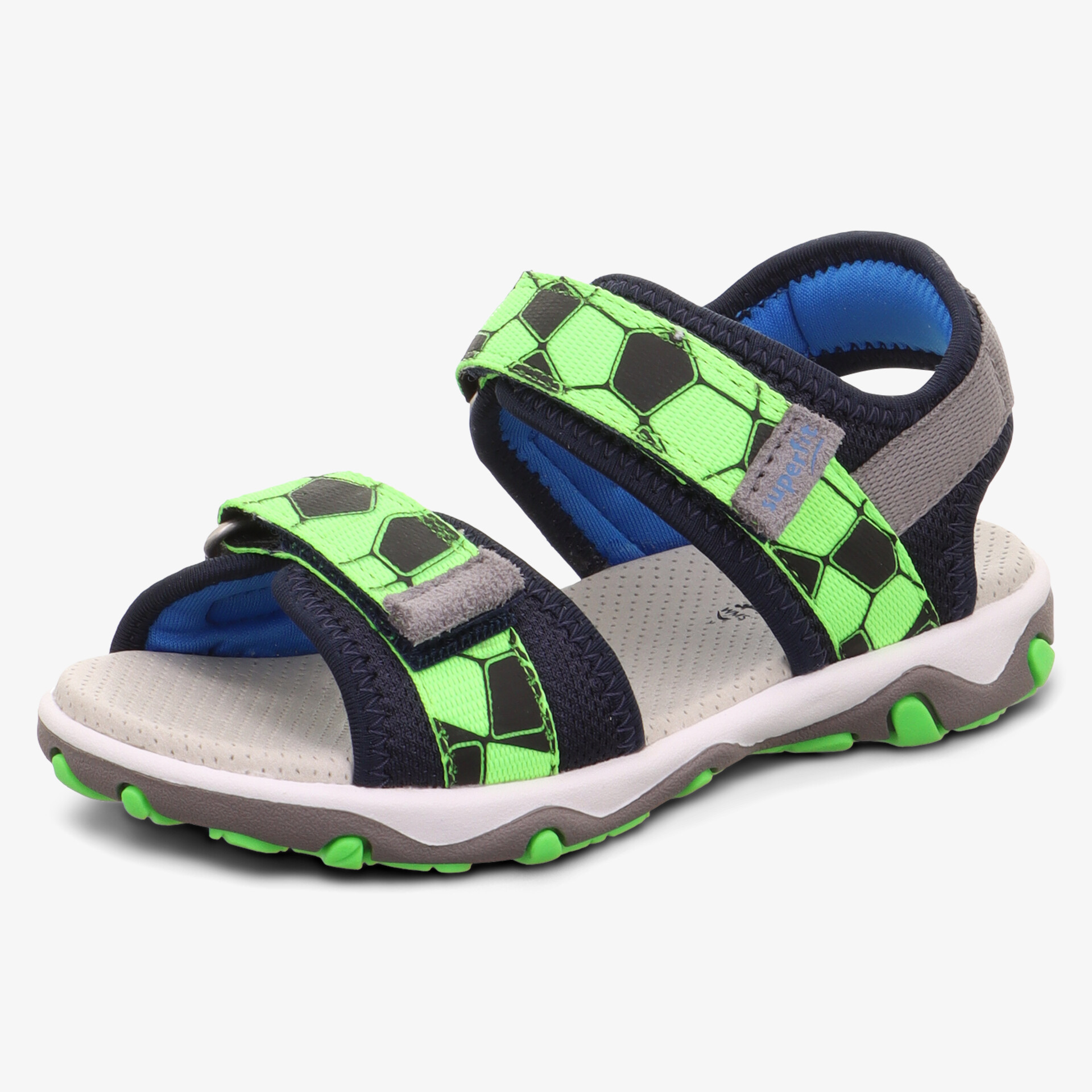 Sportliche grün-schwarze Sandale mit verstellbaren Klettverschlüssen und robuster, rutschfester Sohle