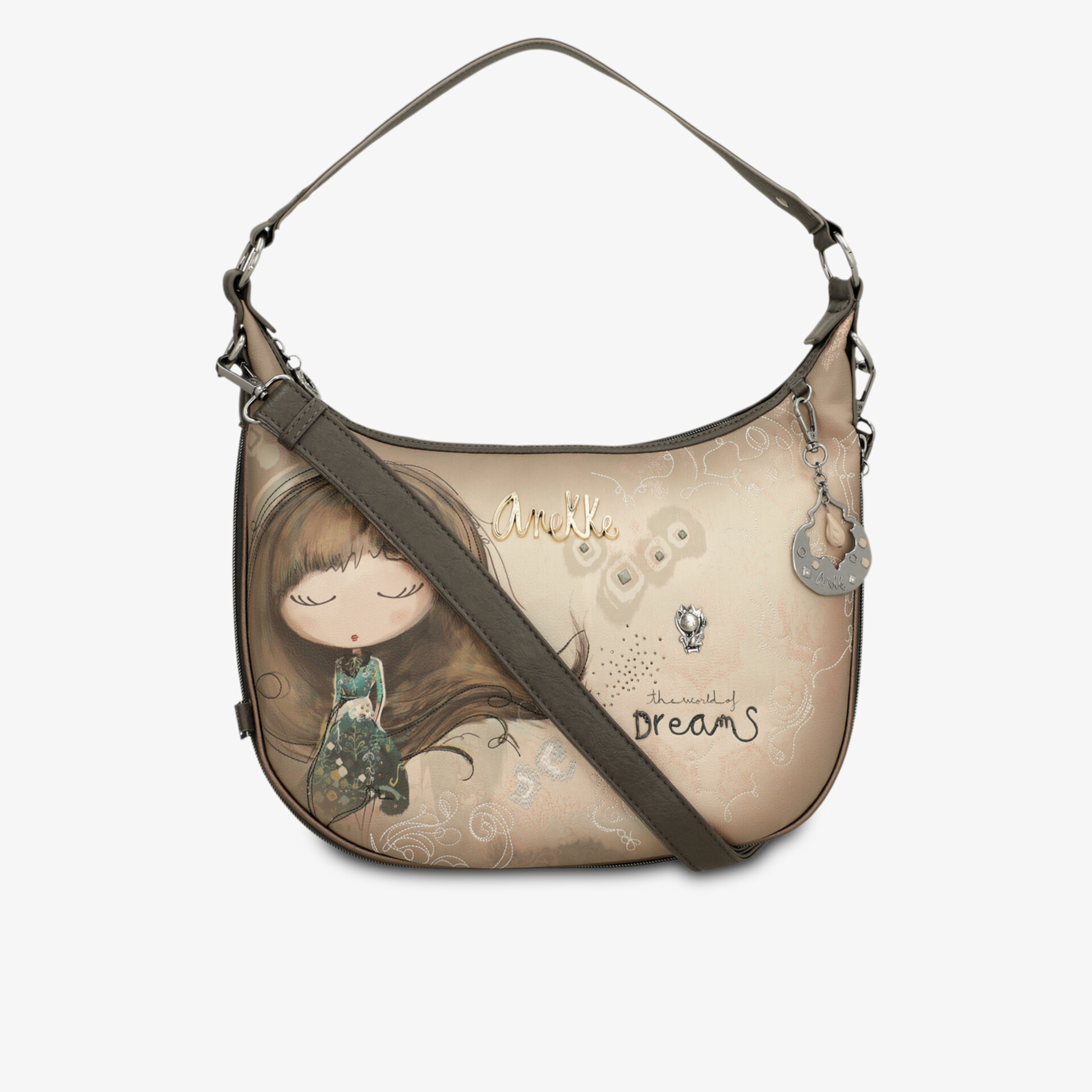 Modische Hobo-Tasche mit floralem Motivdruck und verstellbarem Schulterriemen für komfortables Tragen