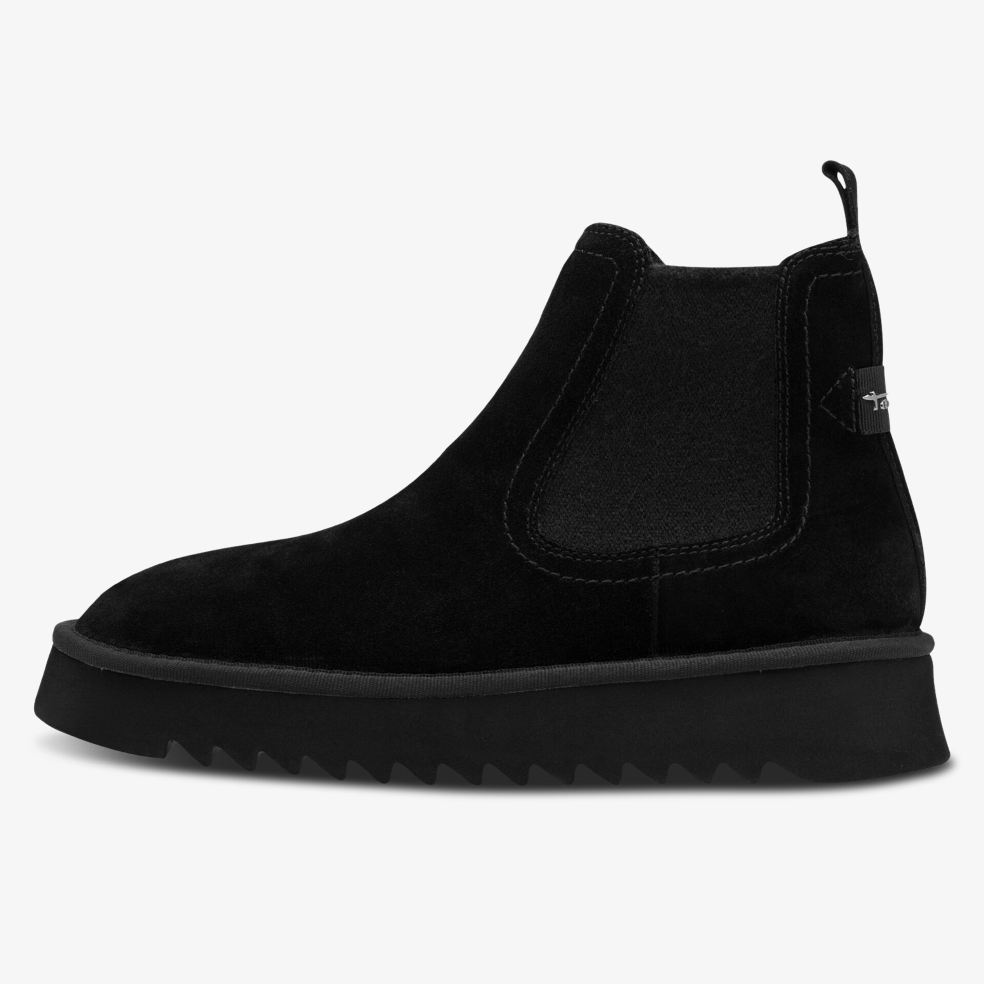 Schwarzer Chelsea Boot mit elastischen Einsätzen und robuster, rutschfester Sohle, bequem und stylisch