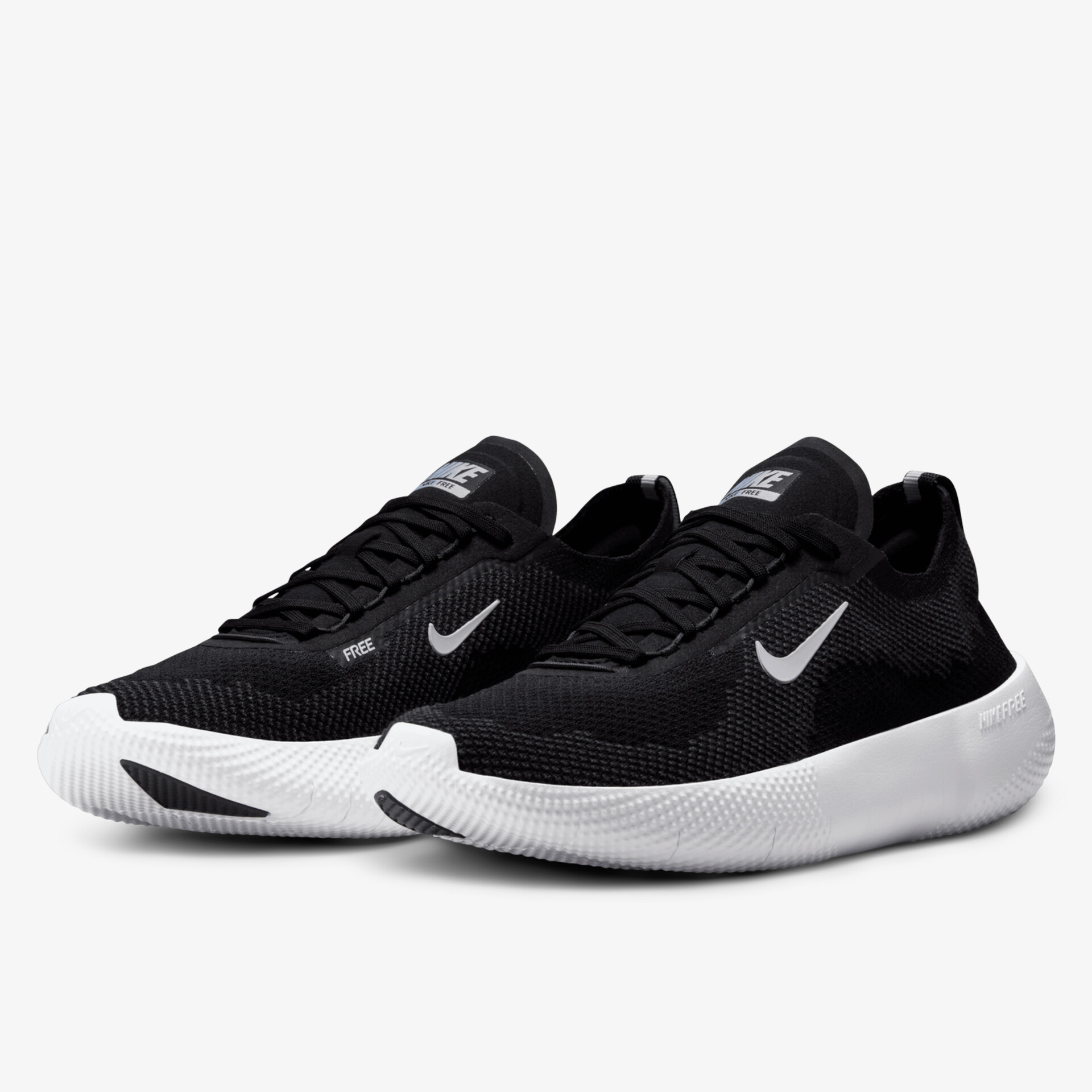 Schwarze Sneaker mit weißer Sohle und sportlichem Design, ideal für Komfort und Stil