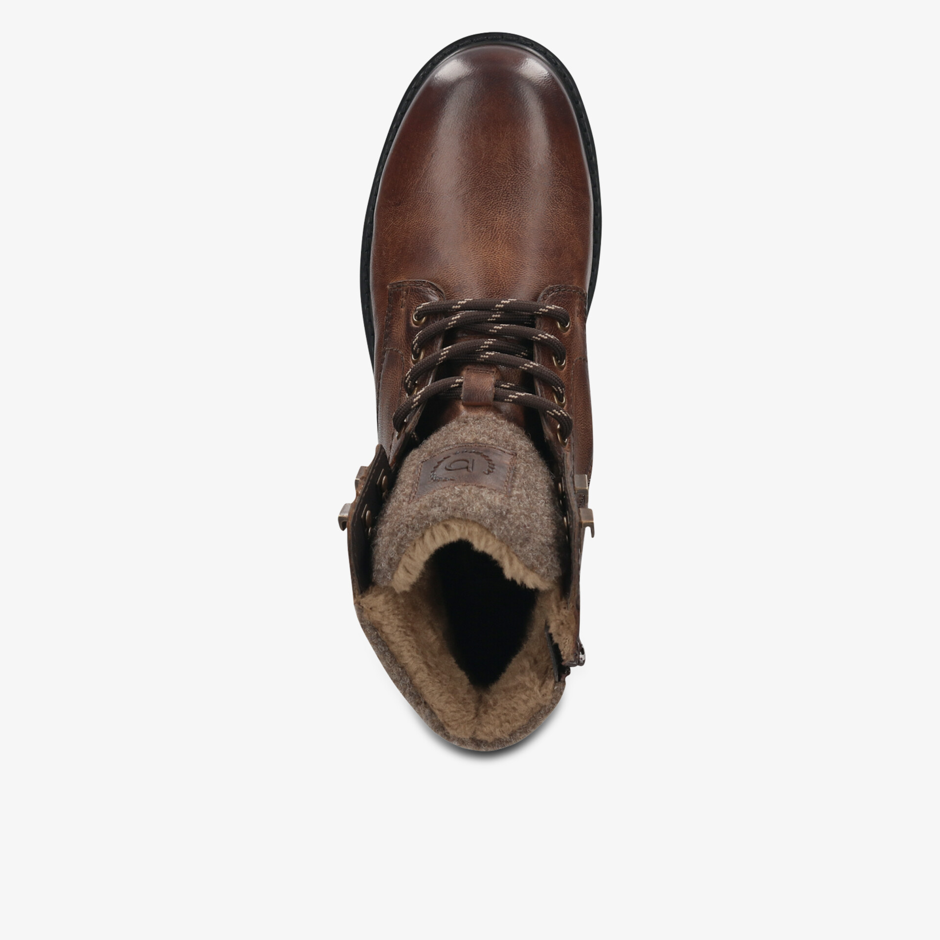 Brauner Lederstiefel mit warmer Innenfütterung und robuster Schnürung, komfortabel und langlebig