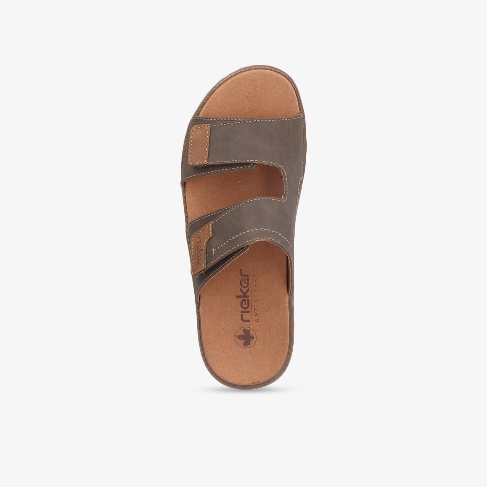 Komfortable braune Sandale mit zwei verstellbaren Riemen und gepolsterter Innensohle für ganztägigen Tragekomfort