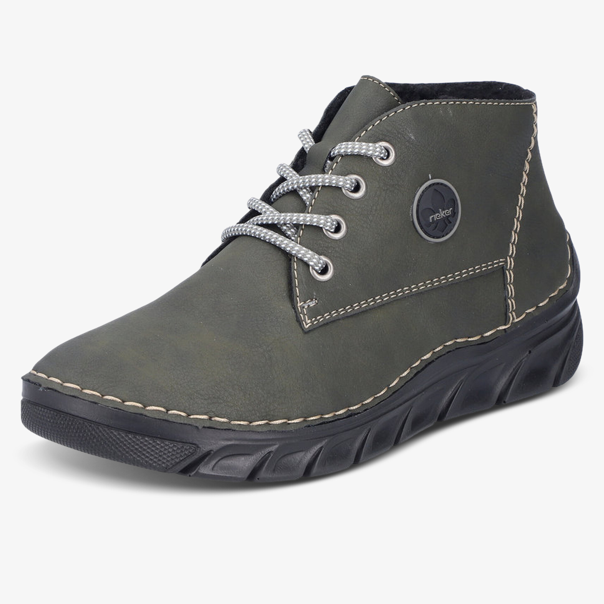 Robuster und komfortabler Schnürschuh mit profilierter Sohle und hochwertigem Material in dunklem Ton