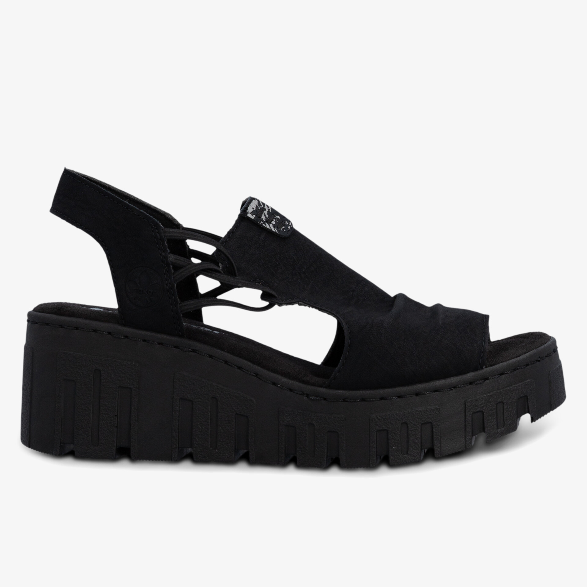 Schwarze Sandale mit dicker Plateau-Sohle, bequemer Passform und stylischem Riemchen-Design für Freizeit