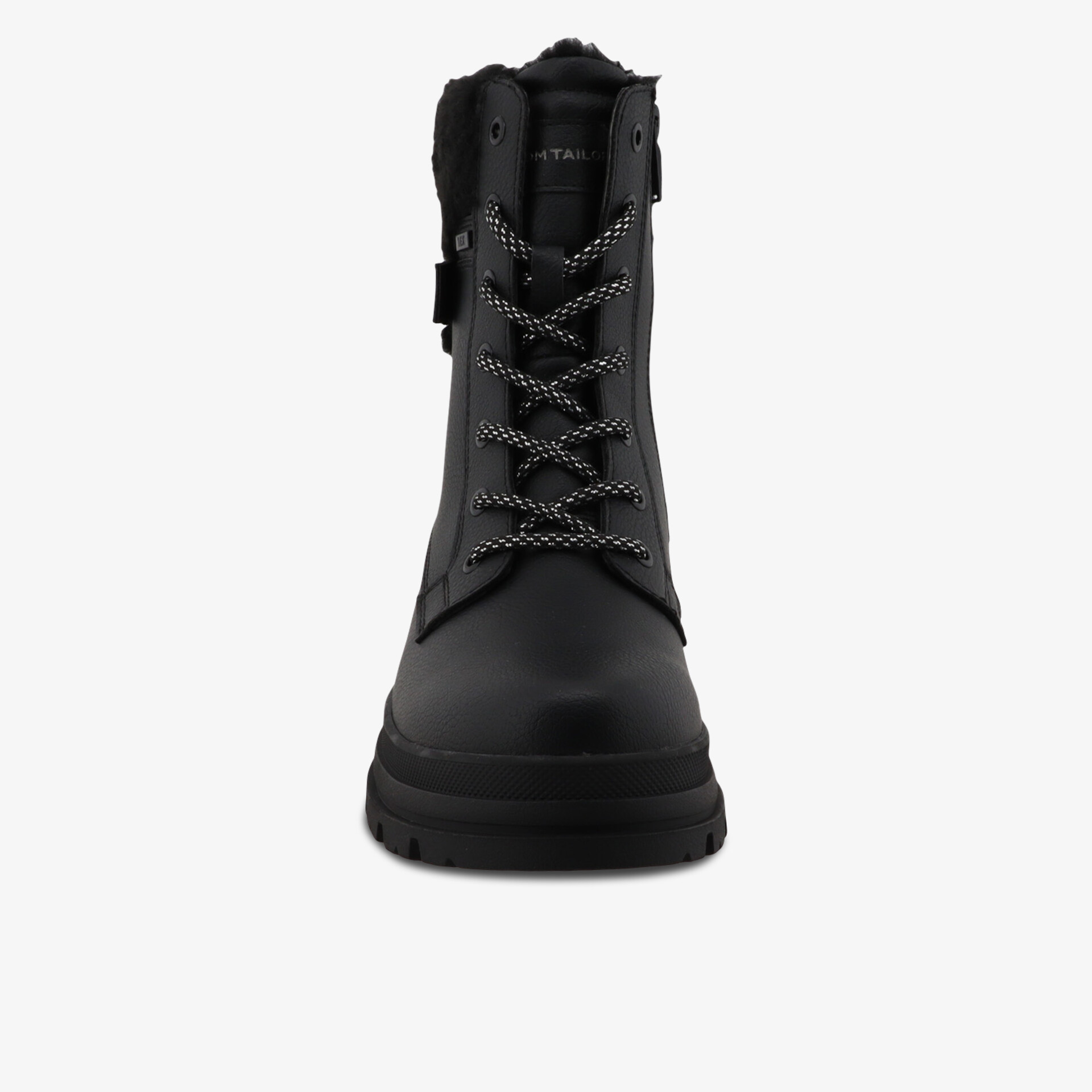 Robuster schwarzer Stiefel mit Schnürung für optimalen Komfort und Schutz.