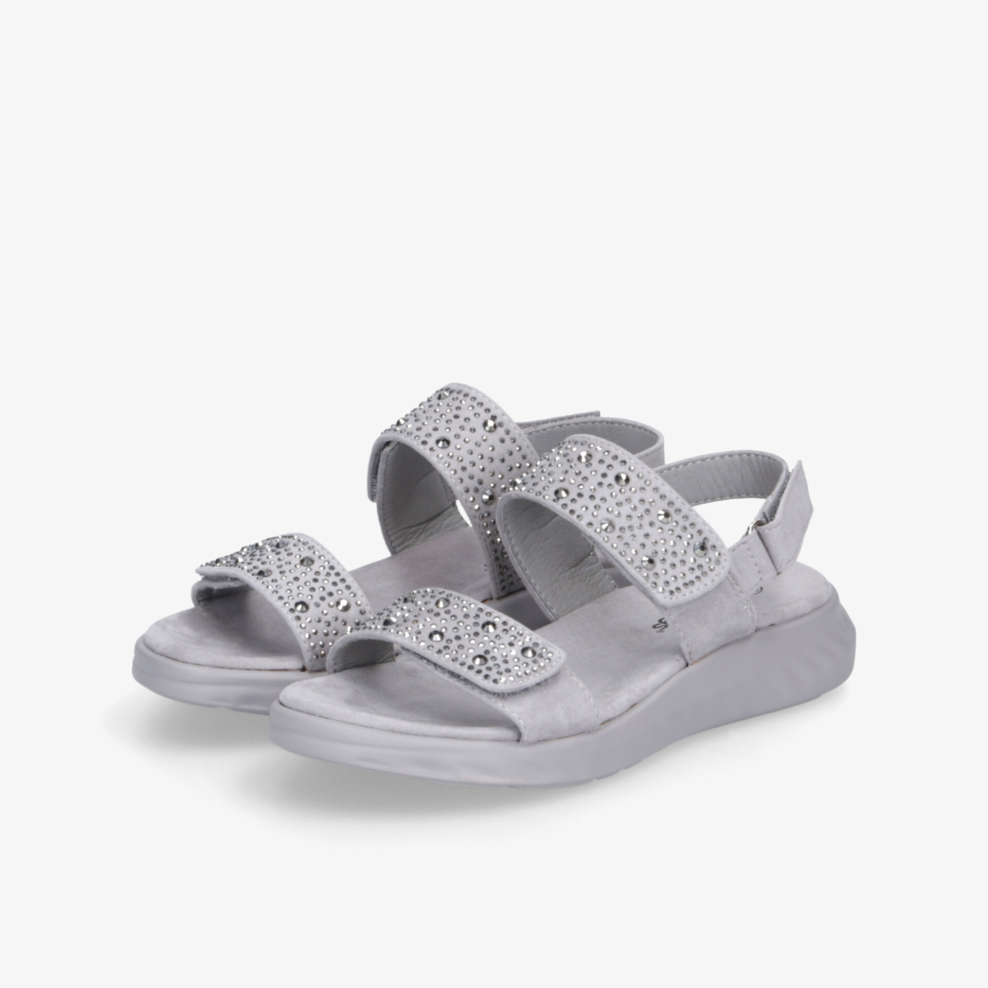 Leichte graue Sandalen mit weicher Sohle und verstellbaren Riemen für hohen Tragekomfort